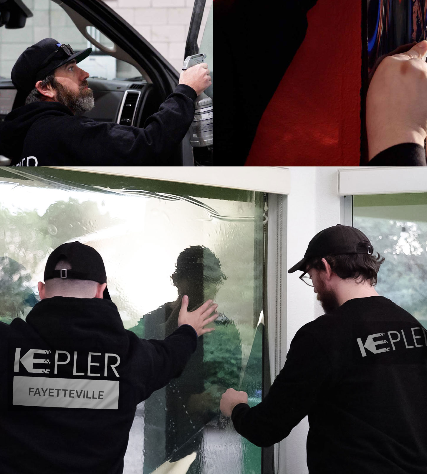 Kepler Technician Applying Advanced Window Tint to Home in Fayetteville