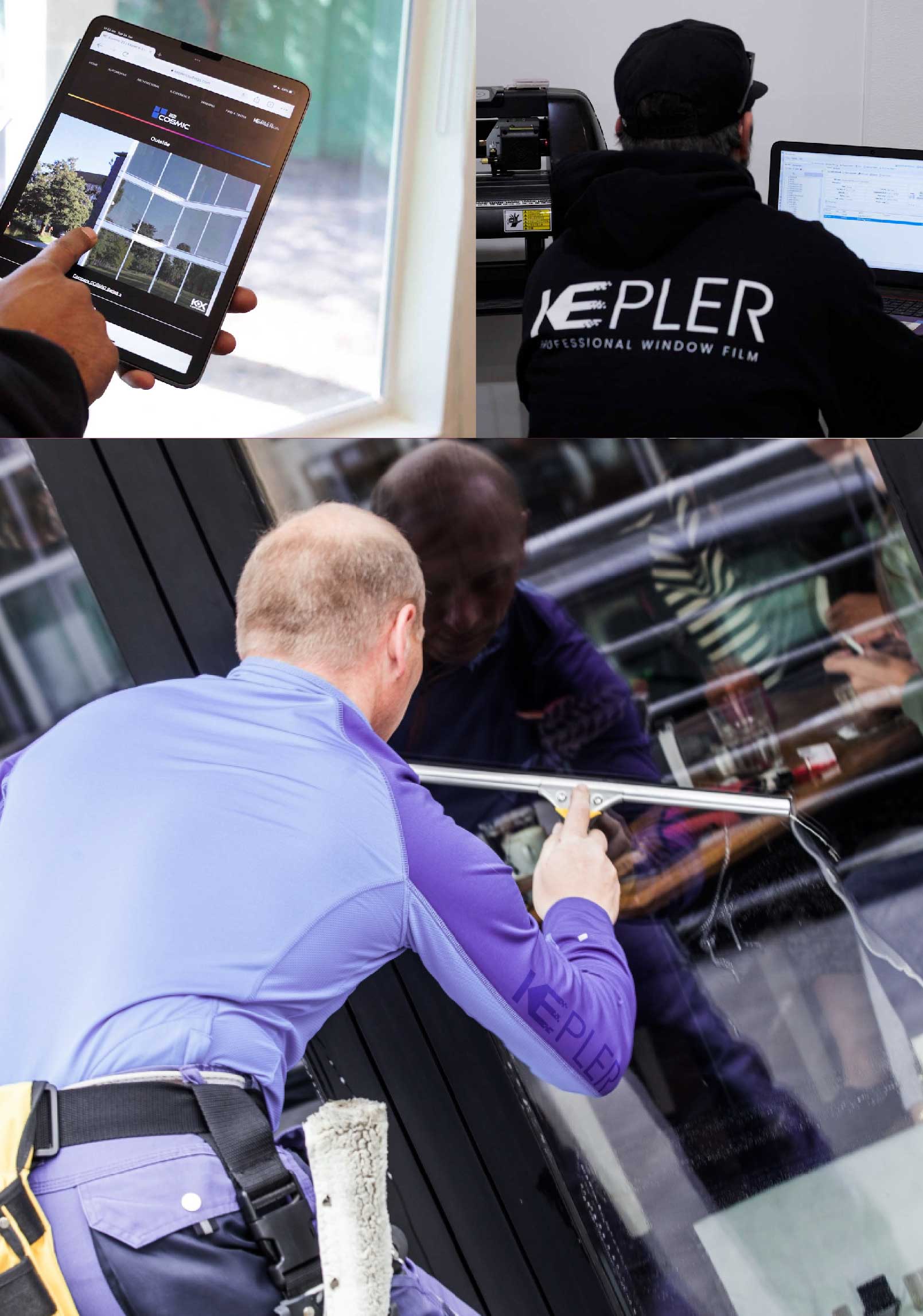 Kepler Professional Applying Anti-Graffiti Window Film to a Zionsville Shop Front