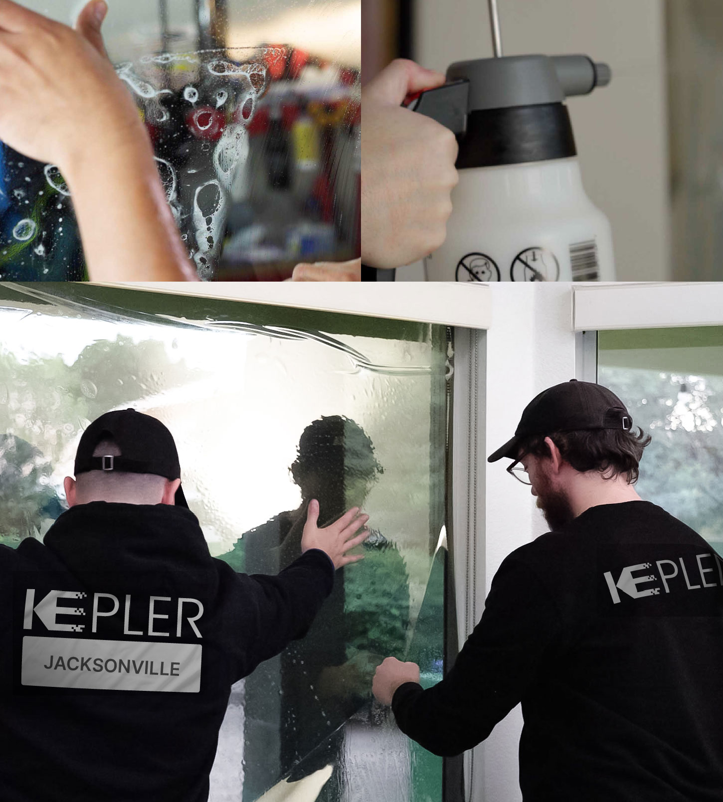 Expert Technician Applying Ceramic Window Tint to Home in Jacksonville