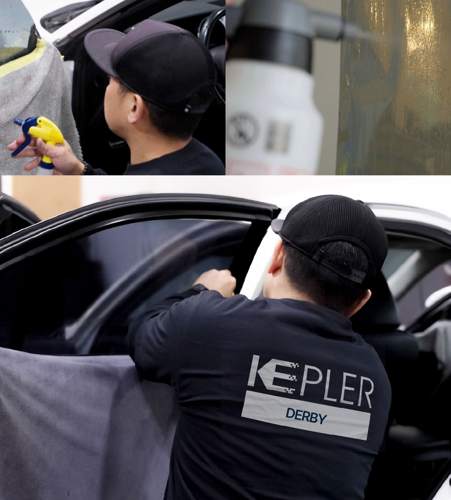 Automotive Window Tinting Expert Applying Film in Derby, Kansas