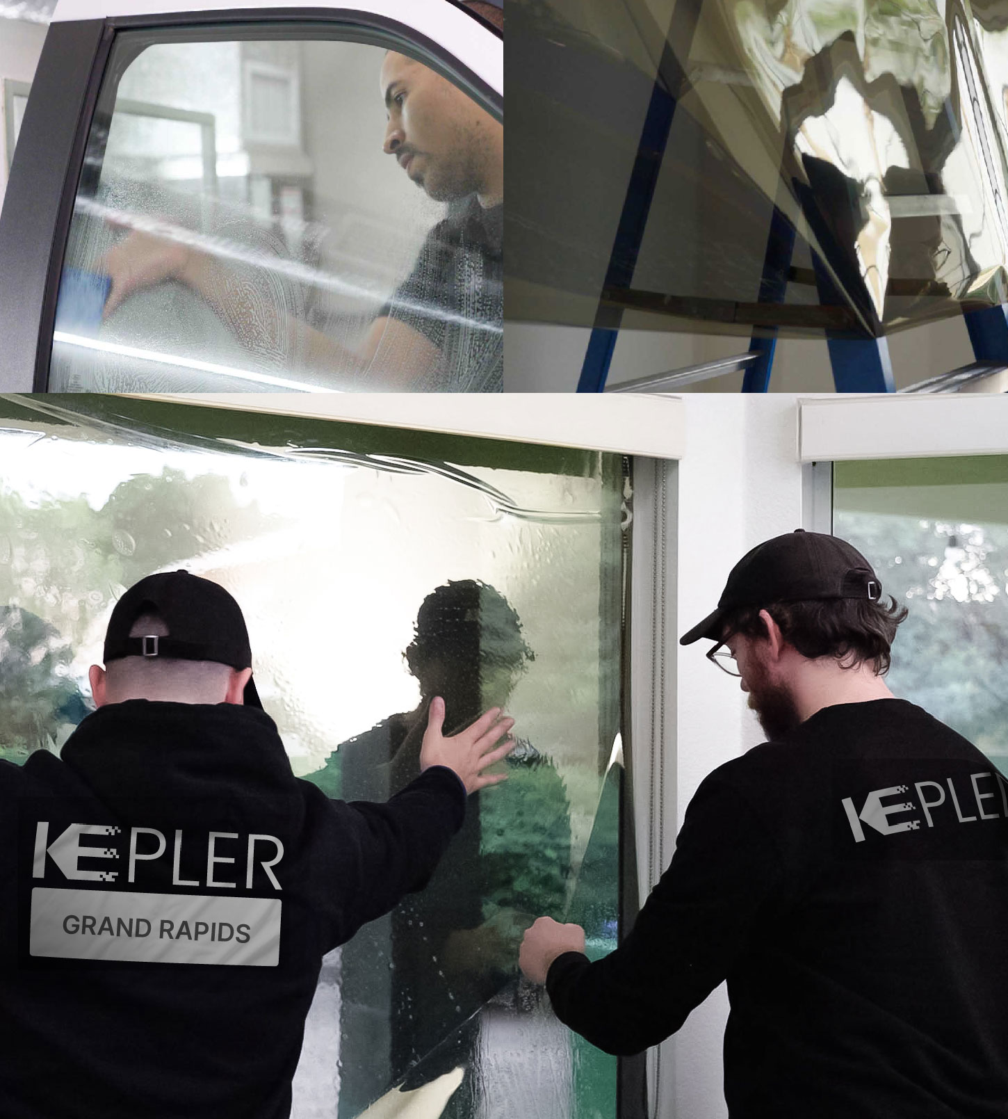 Kepler Technician Fitting Ceramic Window Tint to Home in Grand Rapids