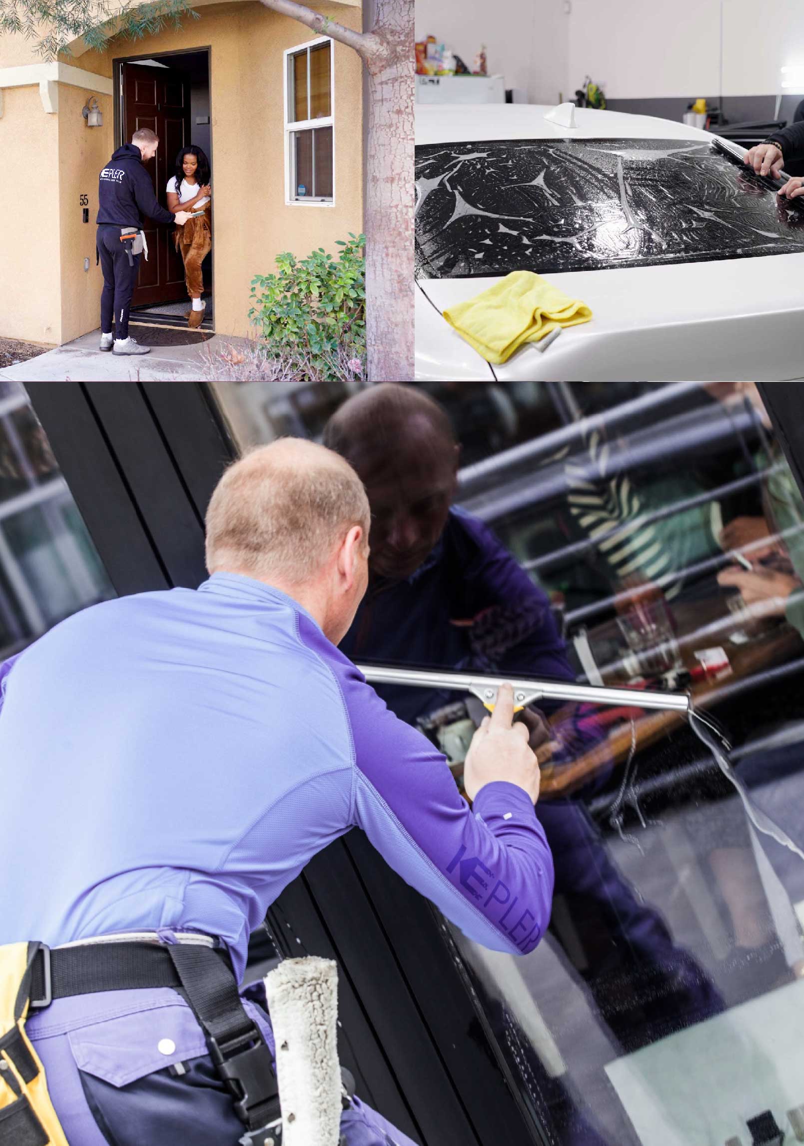 Kepler Professional Applying Anti-Graffiti Window Film to a Naugatuck Shop Front