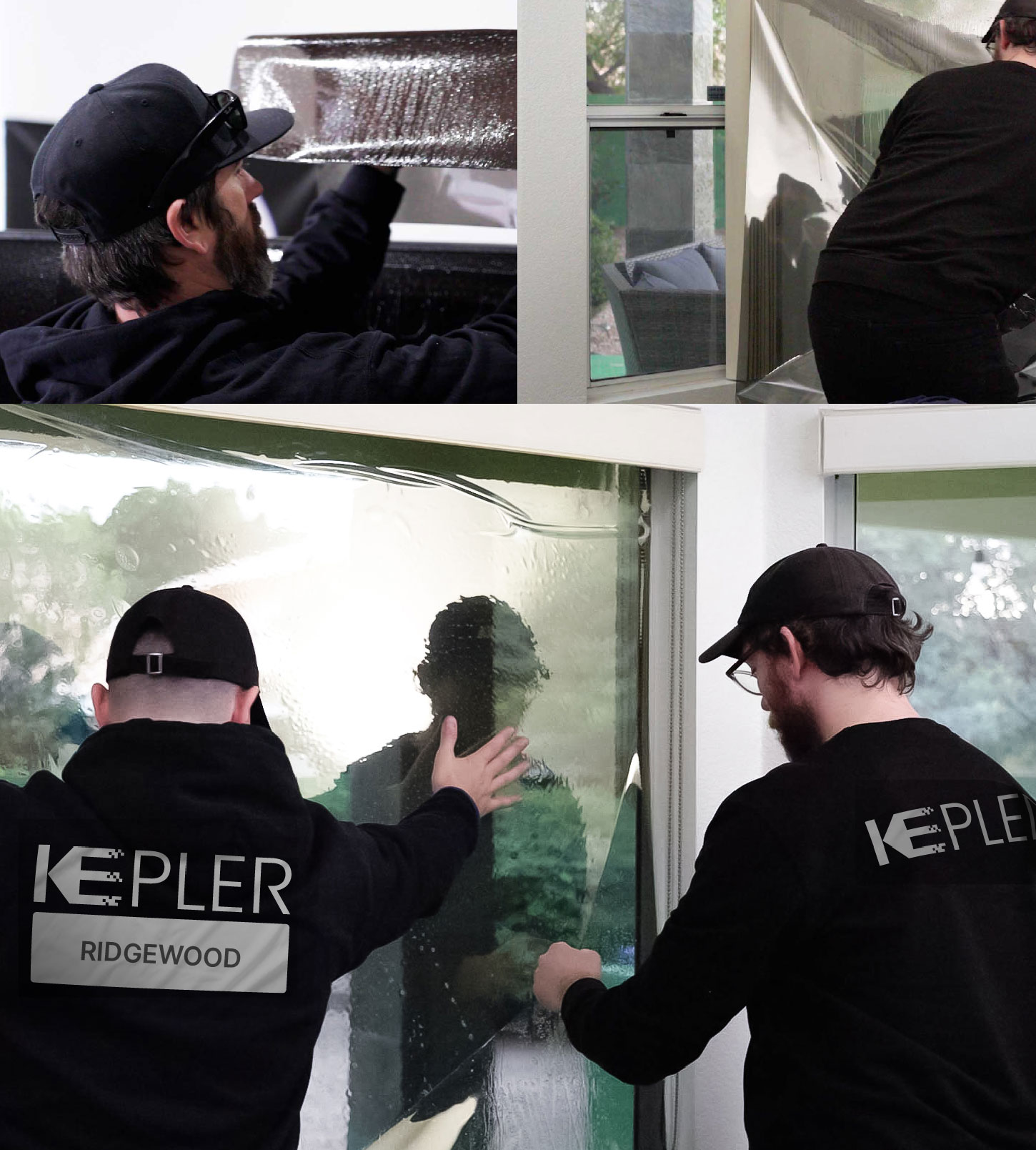 Kepler Technician Applying High-tech Window Tint to Home in Ridgewood