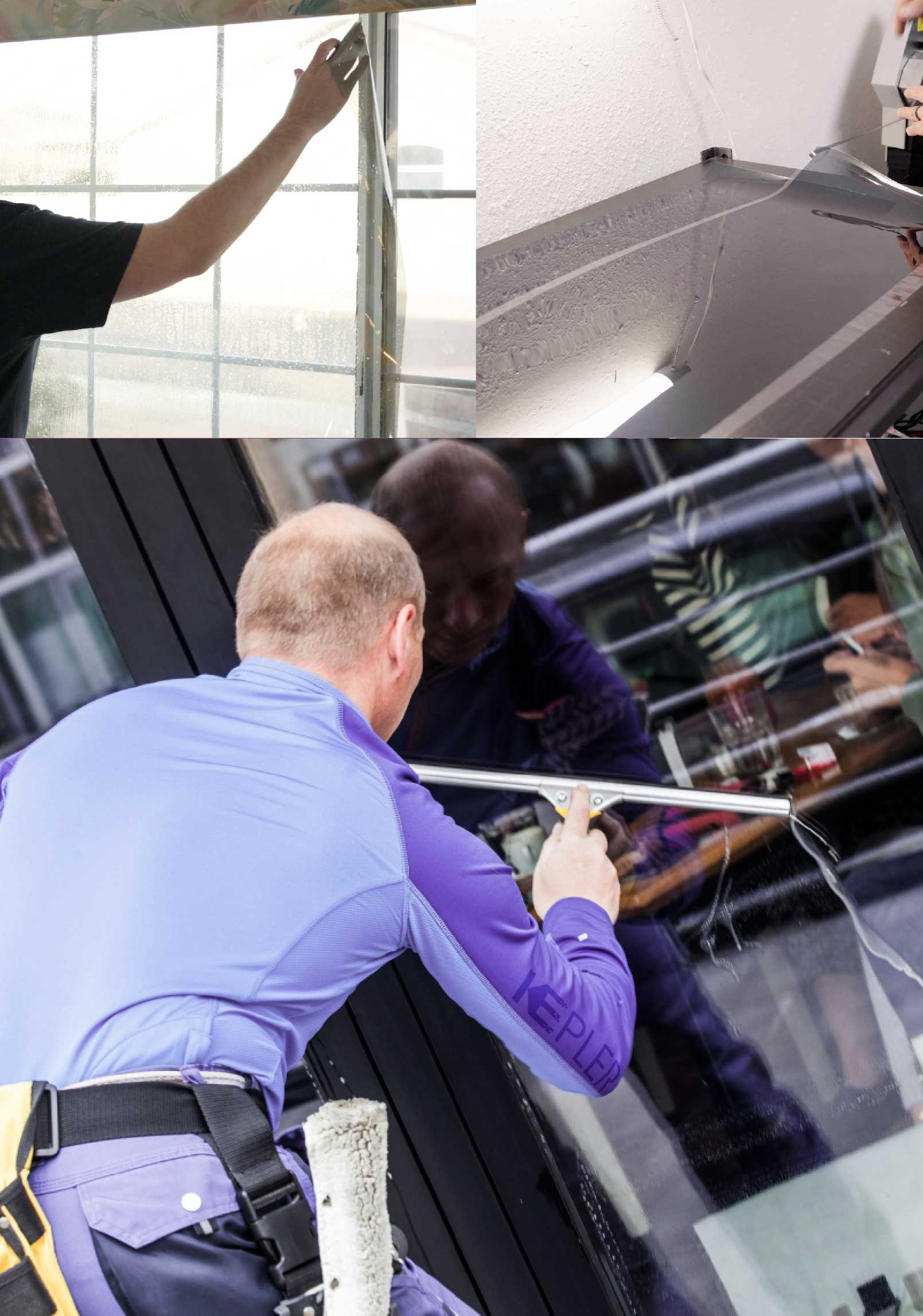 Kepler Skilled Applying Anti-Graffiti Window Film to a Woodland Shop Front