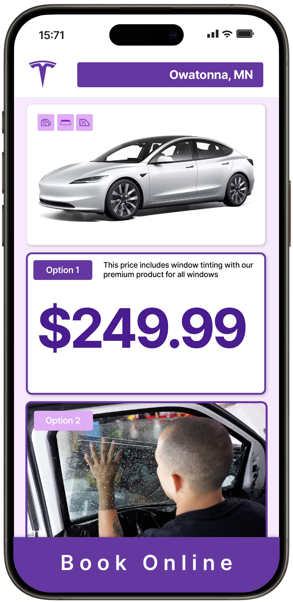 View Reasonable Tesla Window Tinting Rates in Owatonna, Minnesota