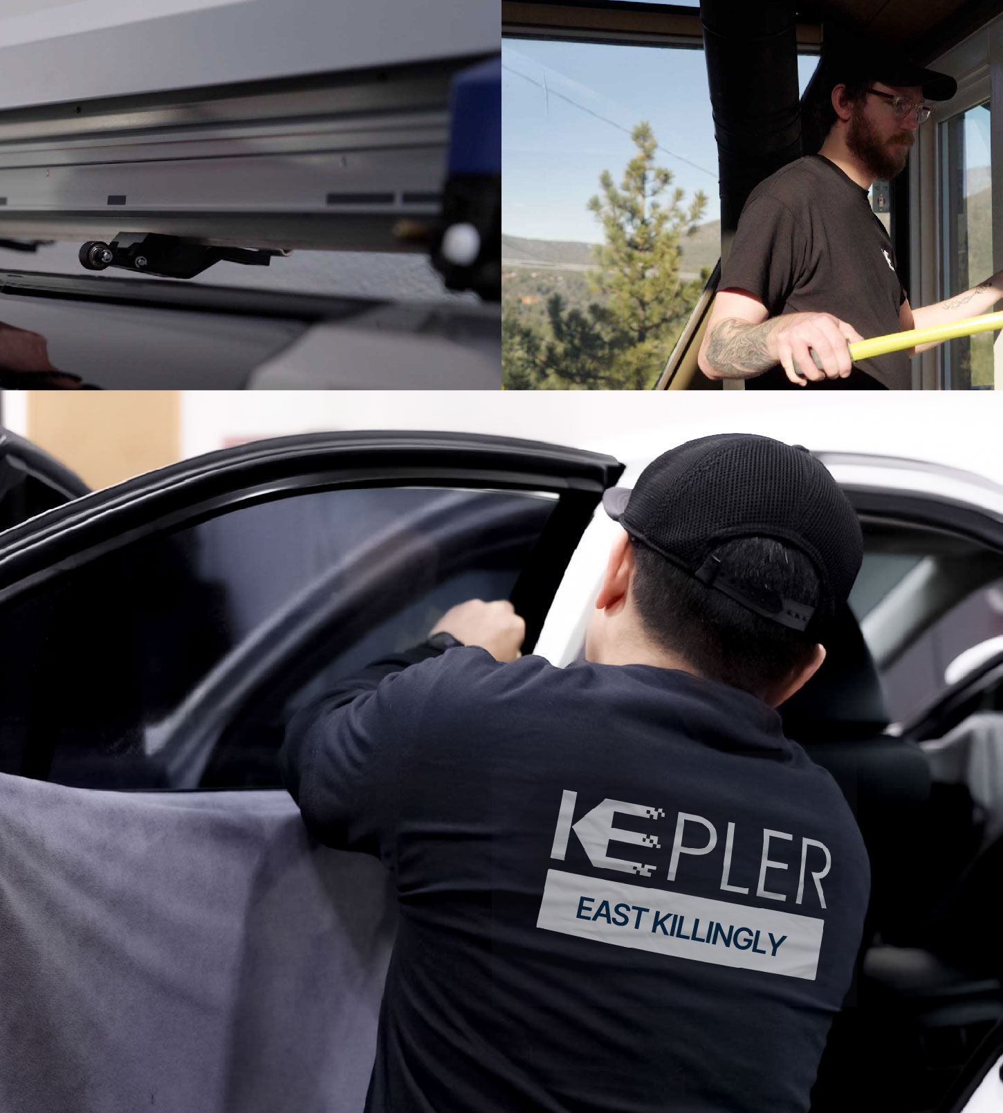 Automotive Window Tinting Expert Applying Film in East Killingly, Connecticut