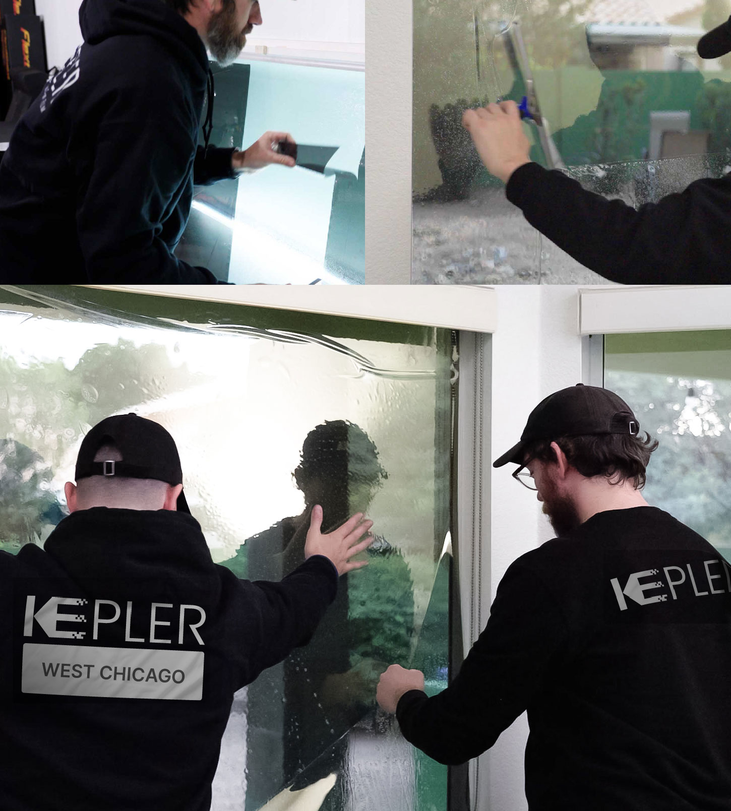Kepler Technician Installing Ceramic Window Tint to Home in West Chicago