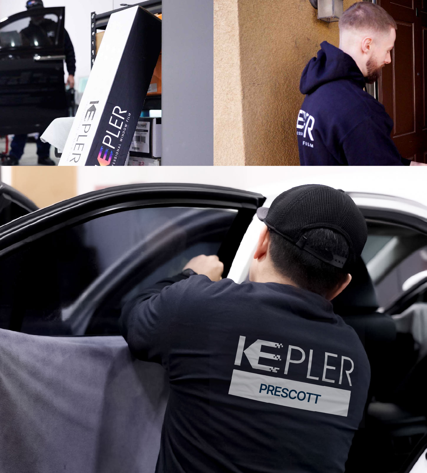 Automotive Window Tinting Expert Applying Film in Prescott, Arizona