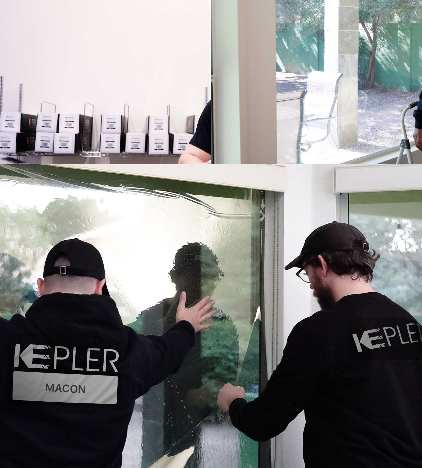 Kepler Technician Fitting High-tech Window Tint to Home in Macon