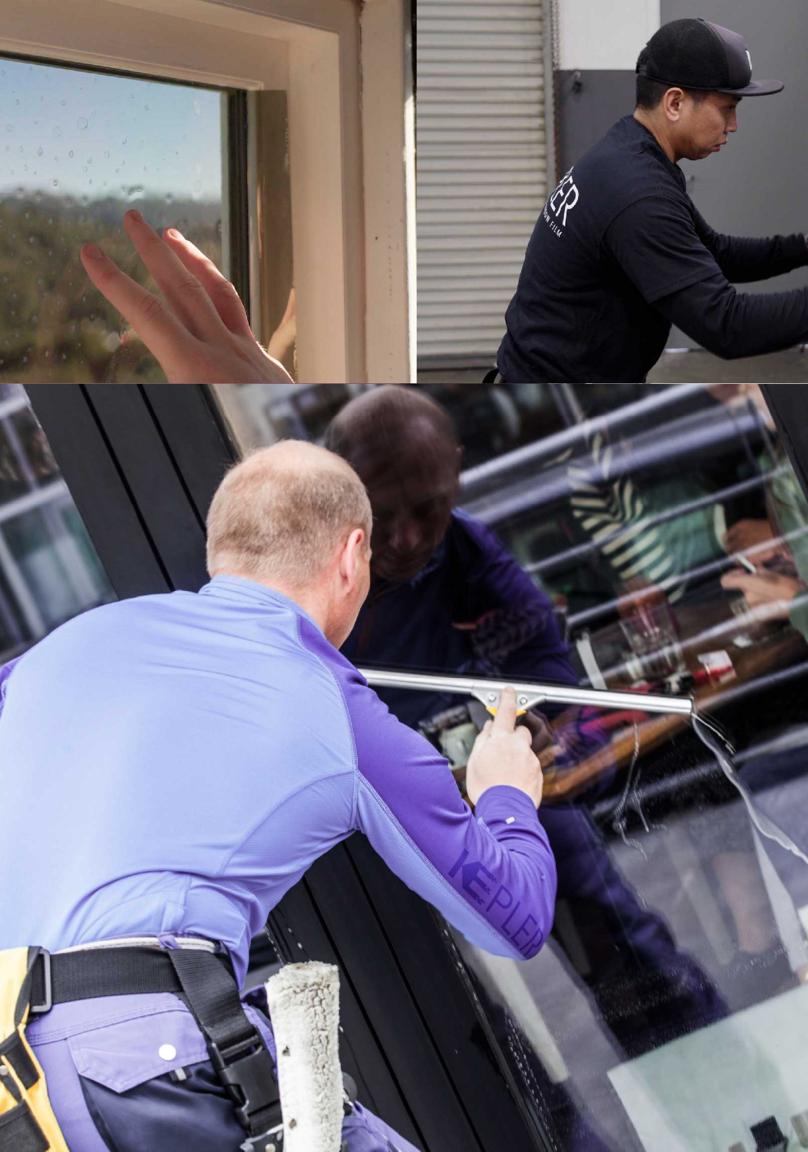 Kepler Skilled Applying Anti-Graffiti Window Film to a West Covina Shop Front