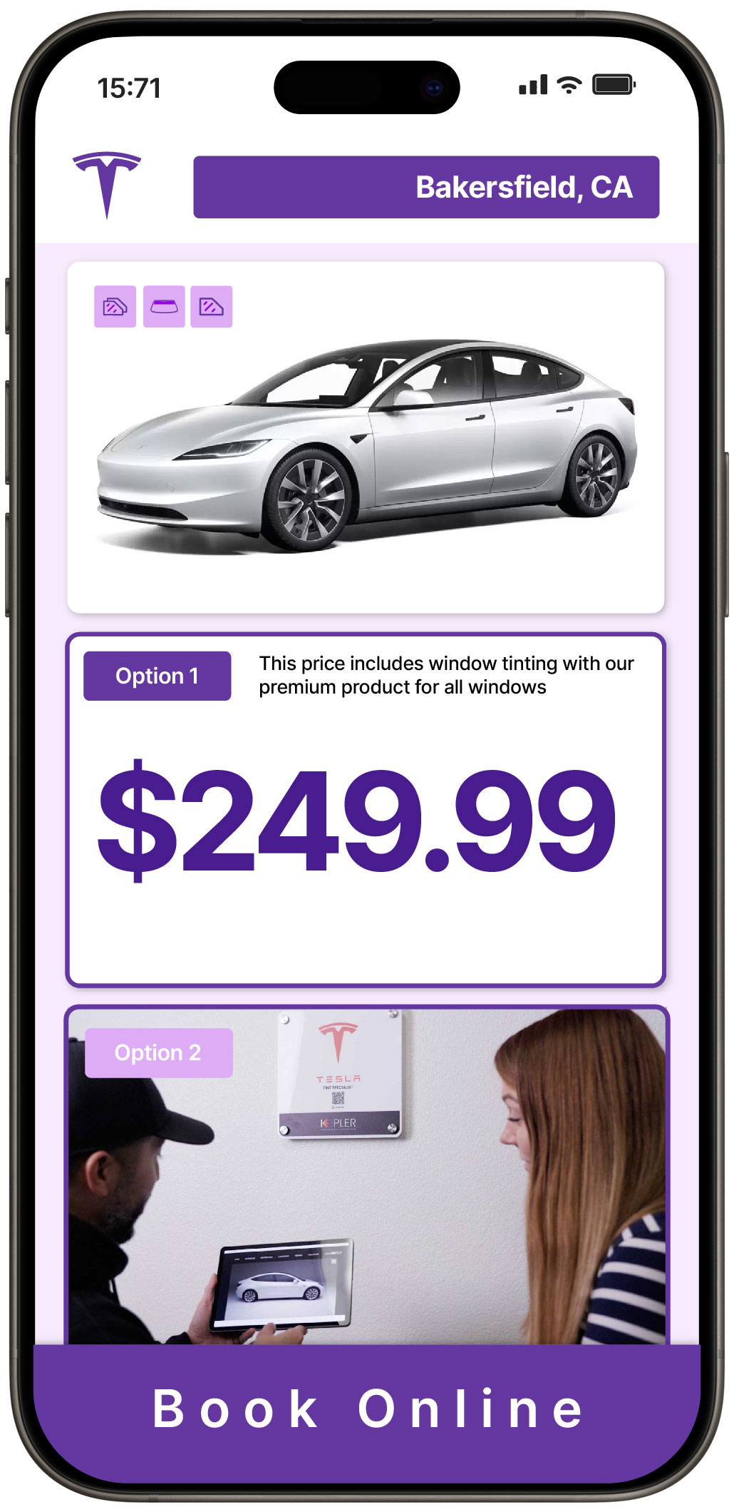 View Affordable Tesla Window Tinting Costs in Bakersfield, California