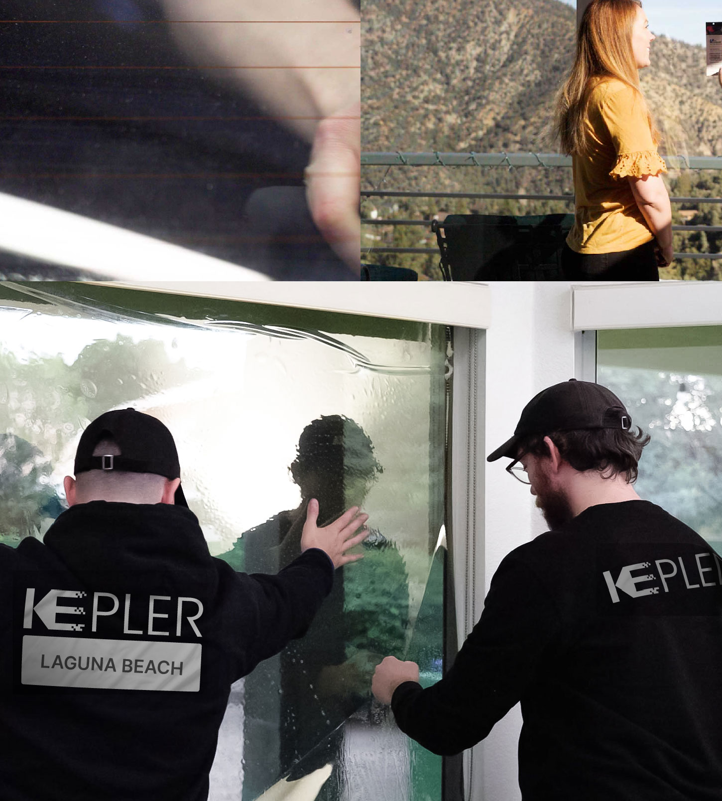 Expert Technician Fitting High-tech Window Tint to Home in Laguna Beach