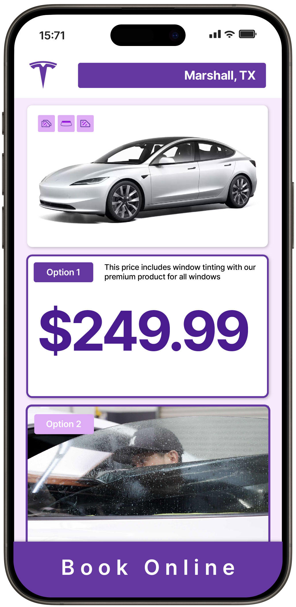 View Reasonable Tesla Window Tinting Rates in Marshall, Texas