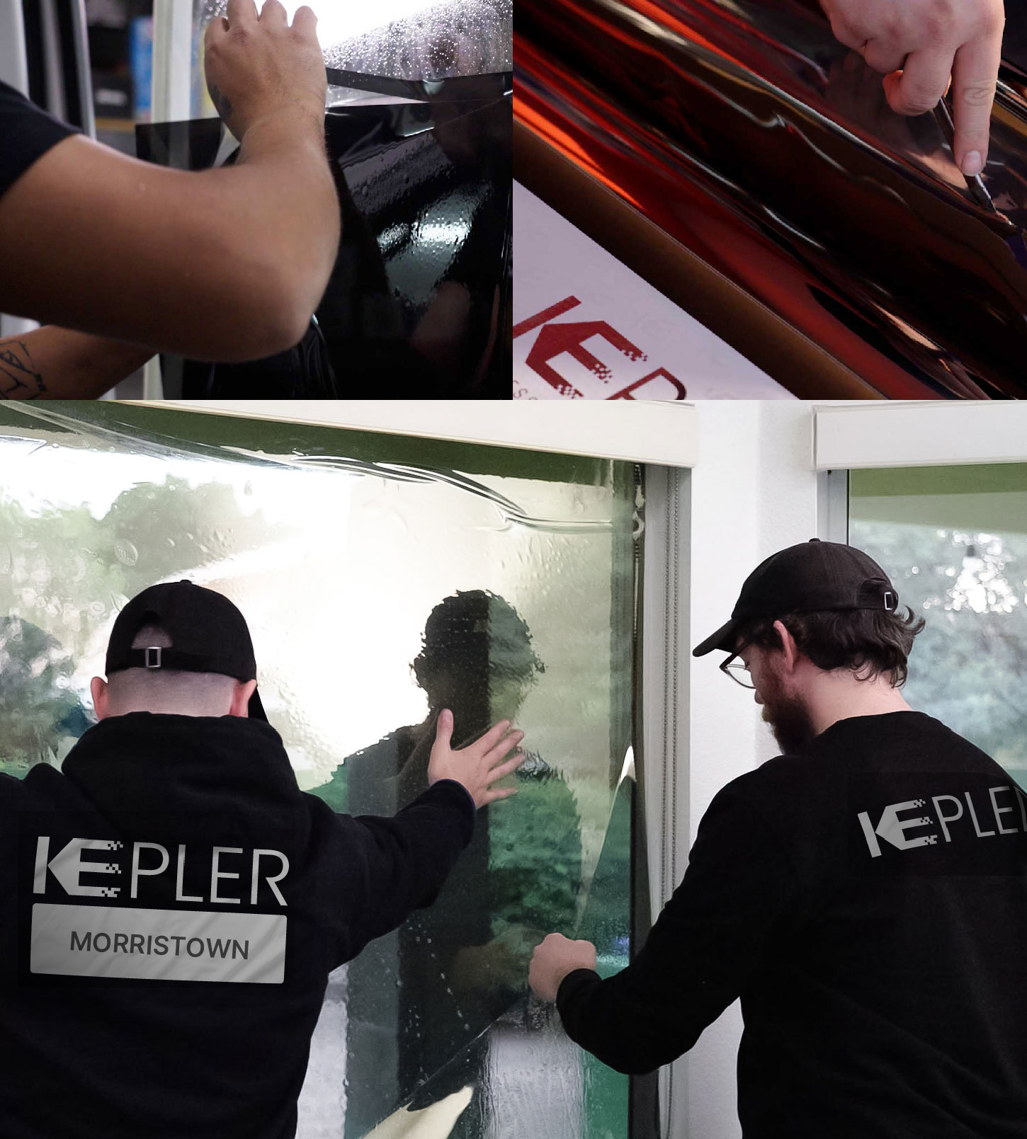 Kepler Technician Installing High-tech Window Tint to Home in Morristown