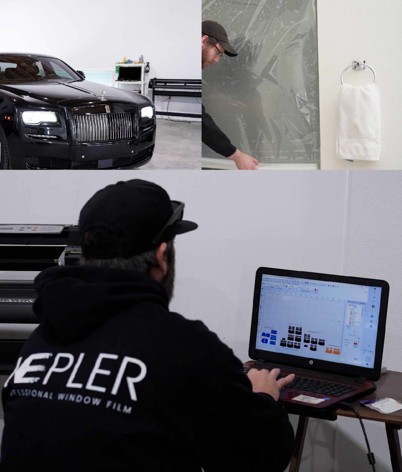 Ceramic Window Tinting Expert Cutting Film in Muscatine, Iowa