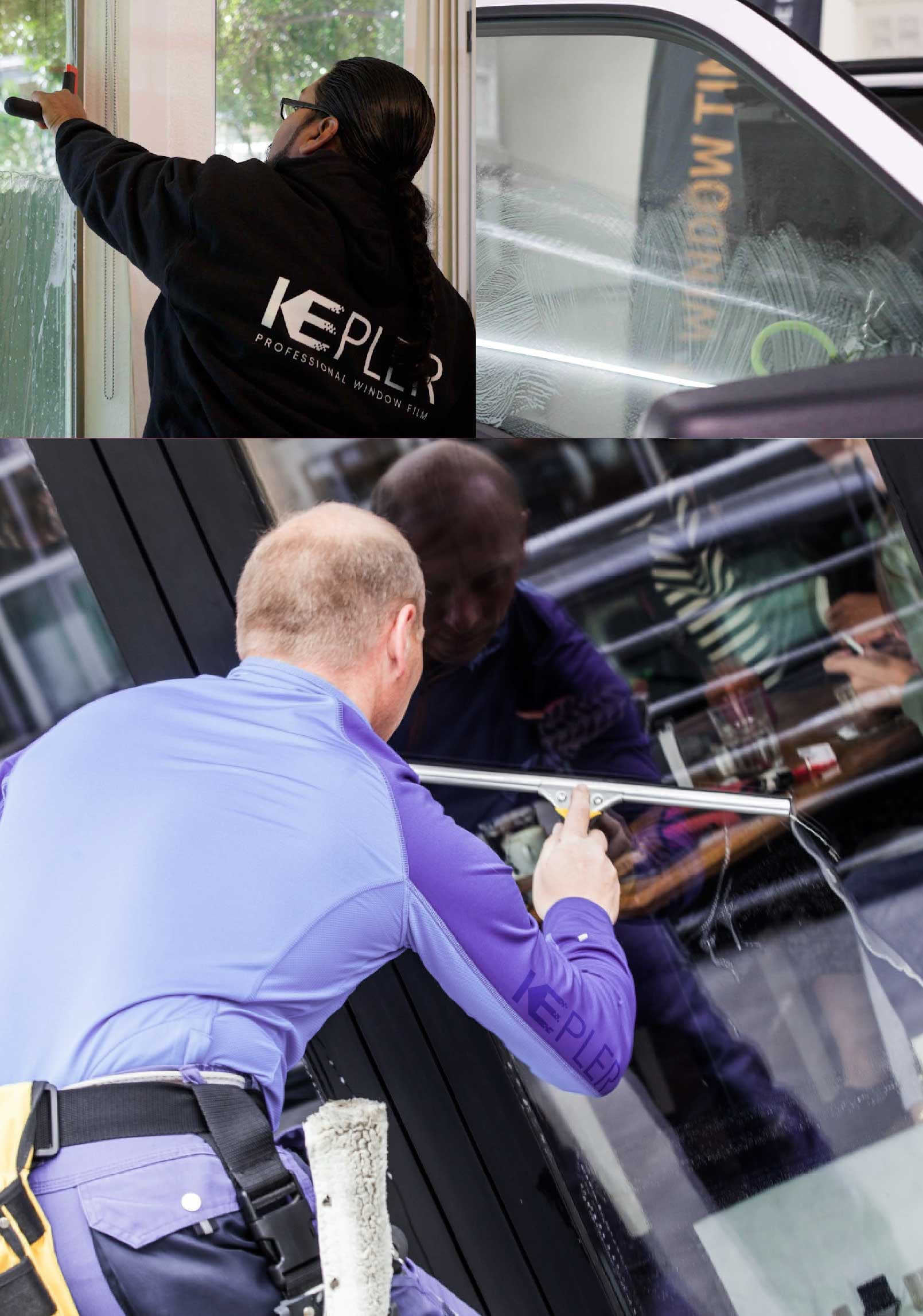 Kepler Expert Applying Anti-Graffiti Window Film to a Santa Cruz Shop Front