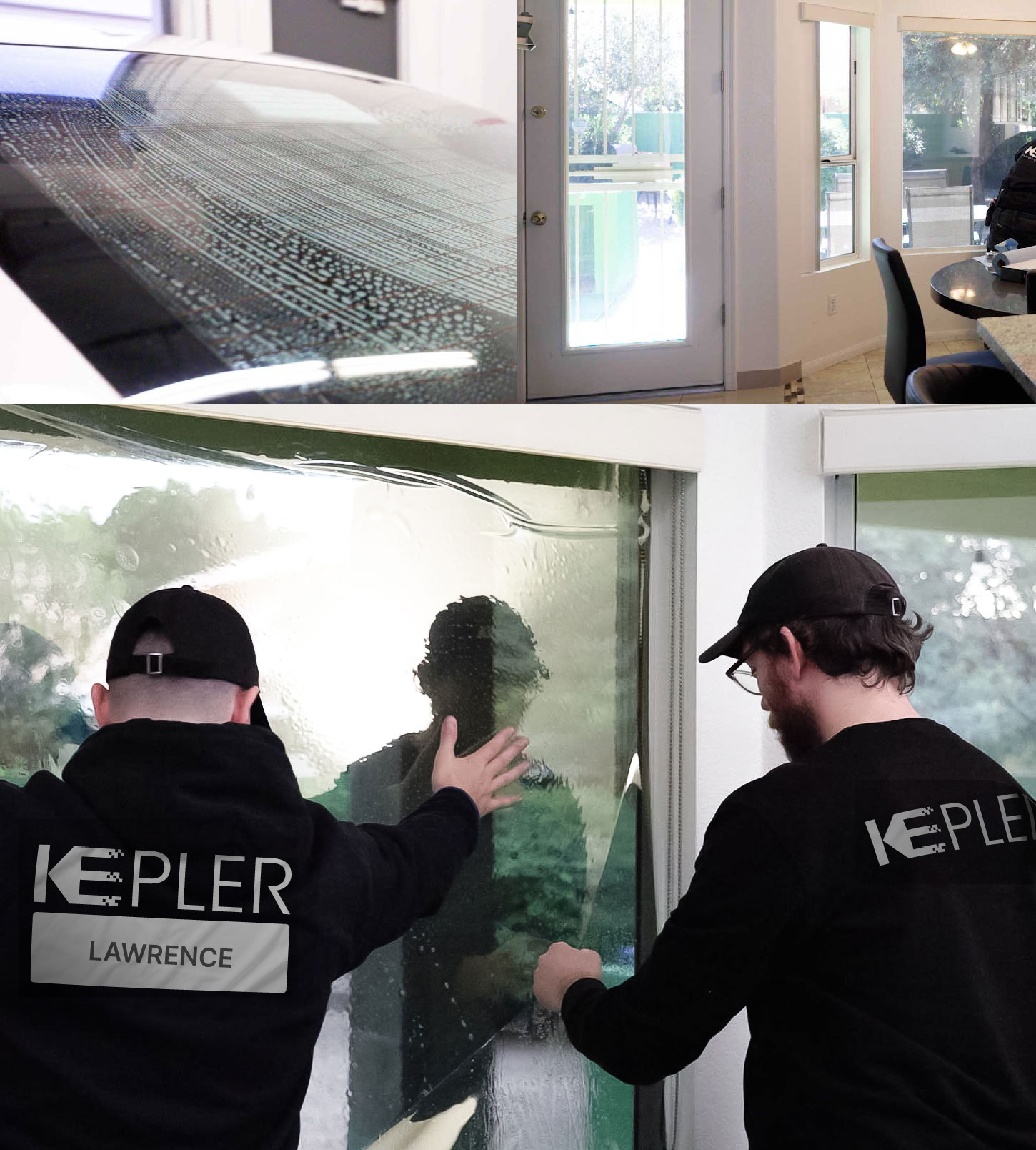 Kepler Technician Applying Advanced Window Tint to Home in Lawrence