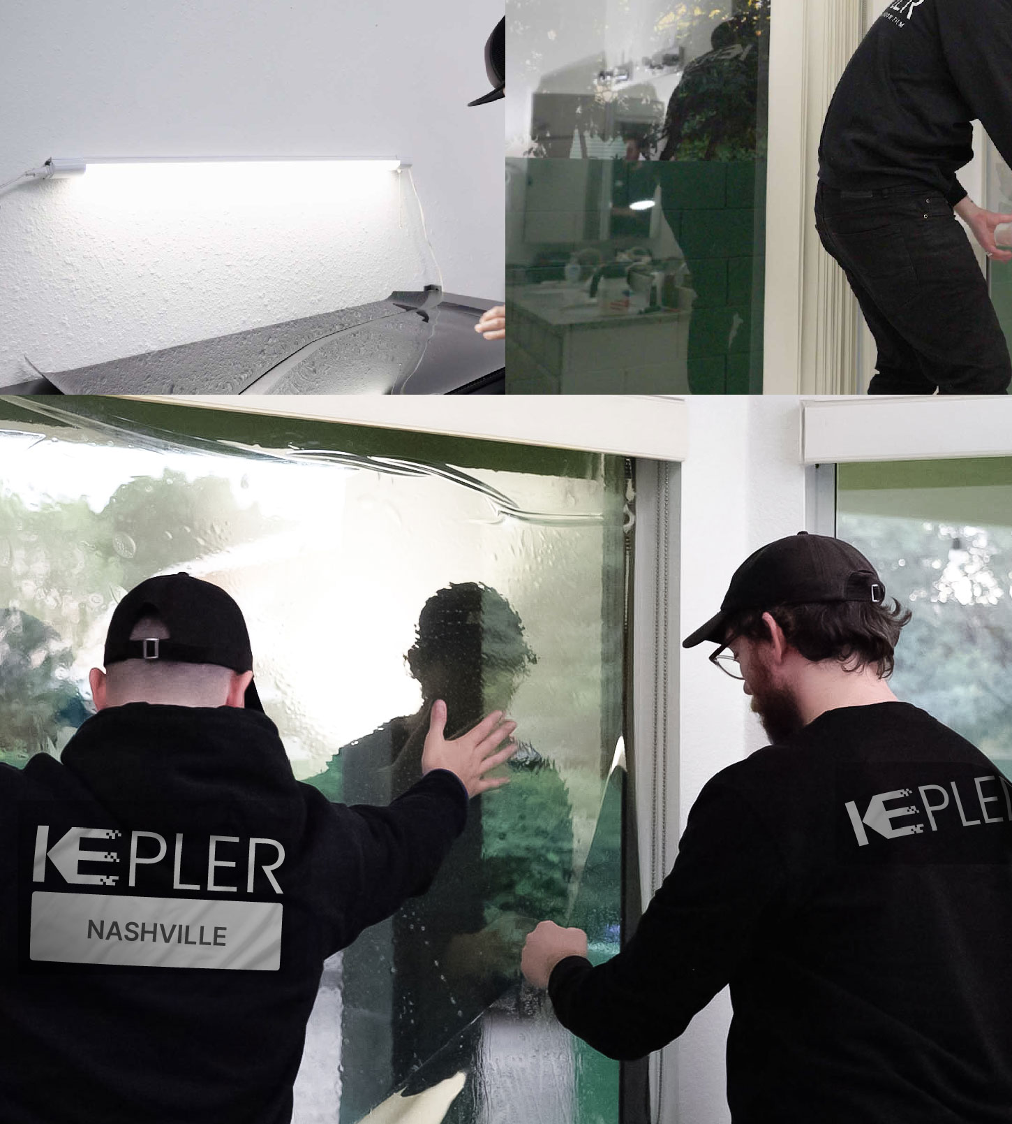 Expert Technician Applying Advanced Window Tint to Home in Nashville