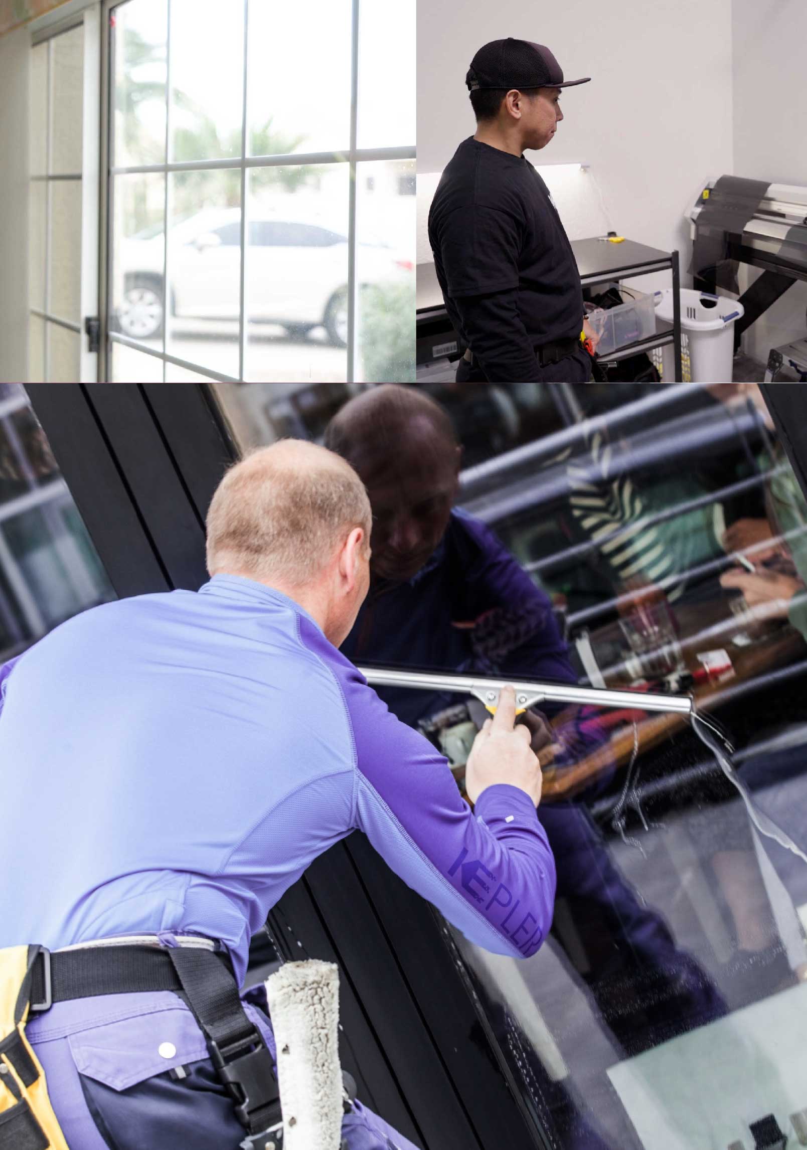Kepler Skilled Applying Anti-Graffiti Window Film to a Leavenworth Shop Front