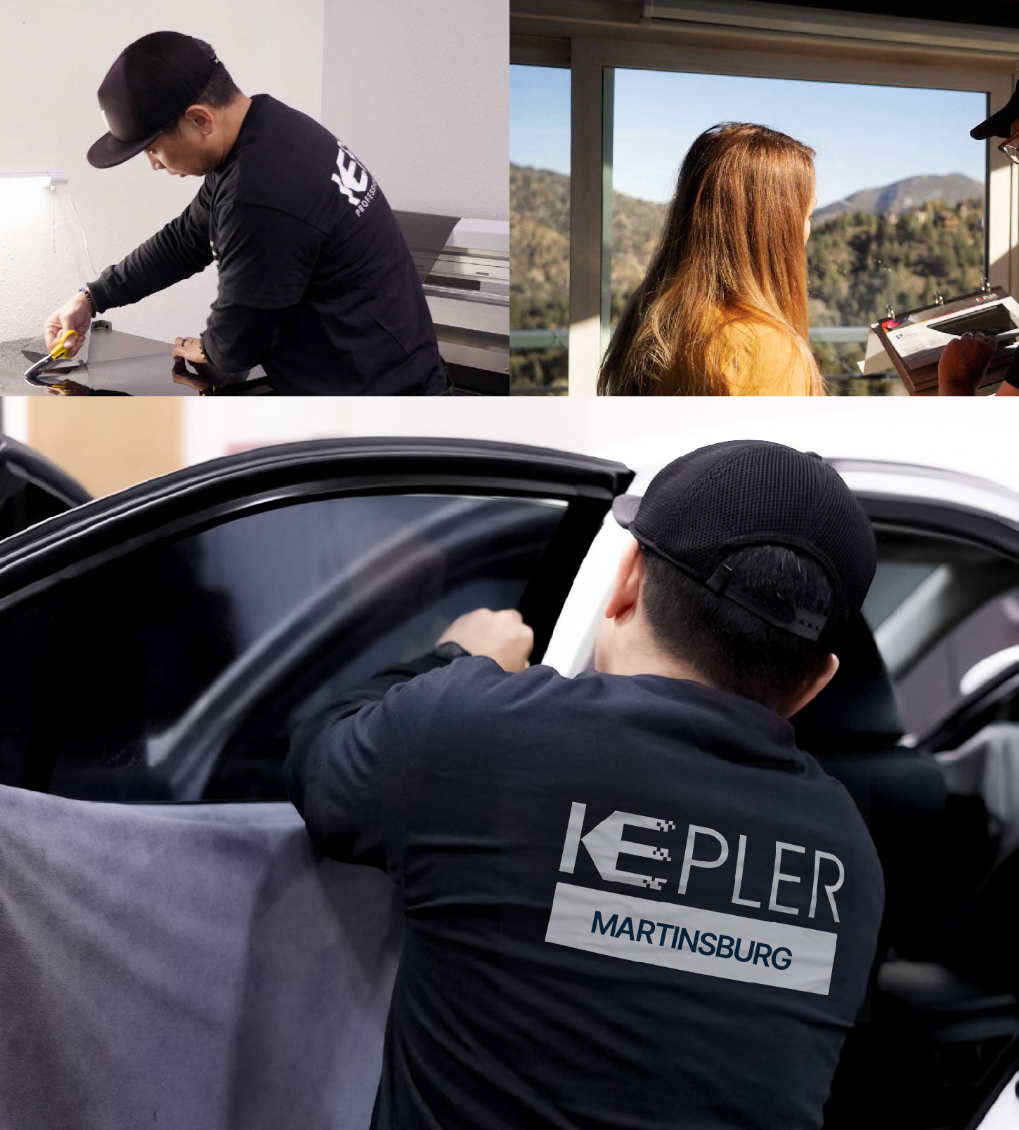 Automotive Window Tinting Expert Applying Film in Martinsburg, West Virginia