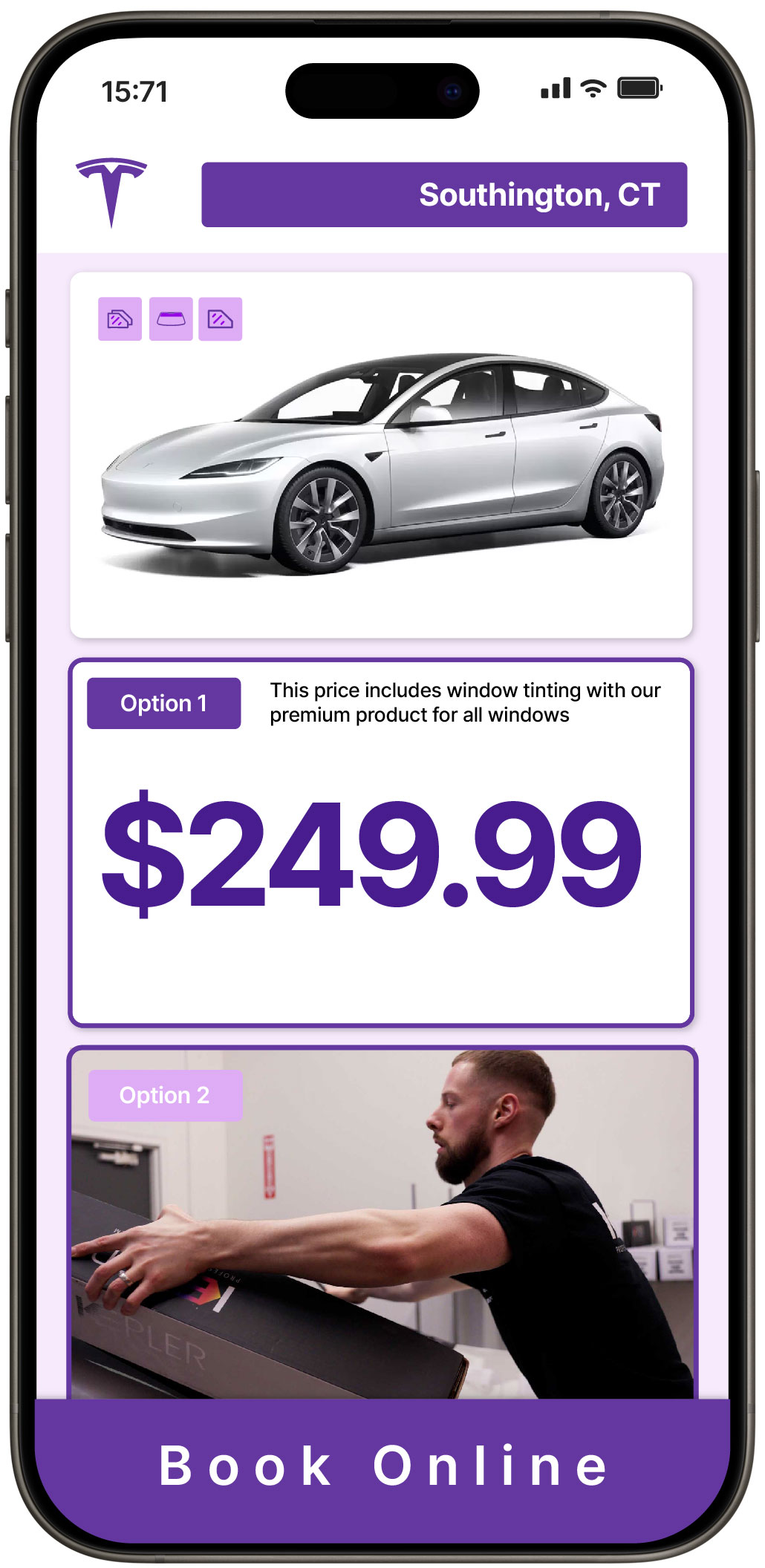 View Reasonable Tesla Window Tinting Rates in Southington, Connecticut