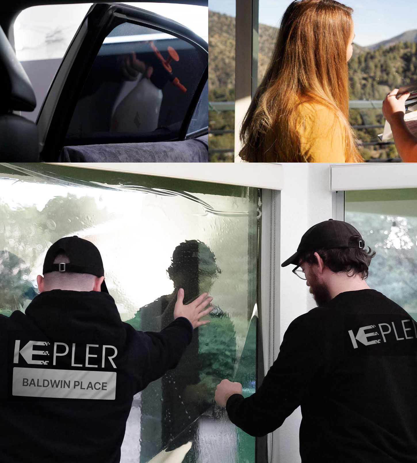 Expert Technician Installing Advanced Window Tint to Home in Baldwin Place