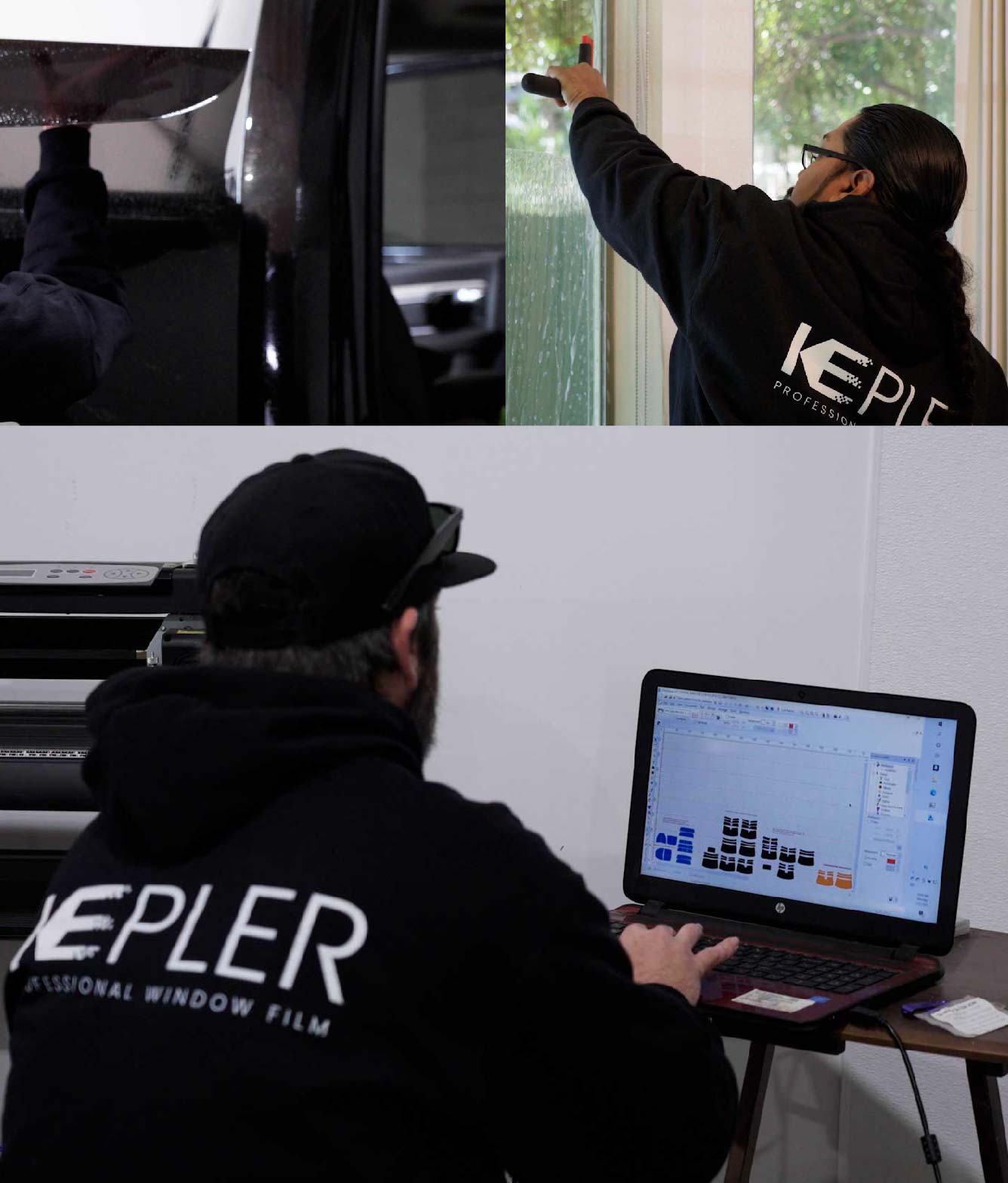 Ceramic Window Tinting Expert Cutting Film in Rye, New York