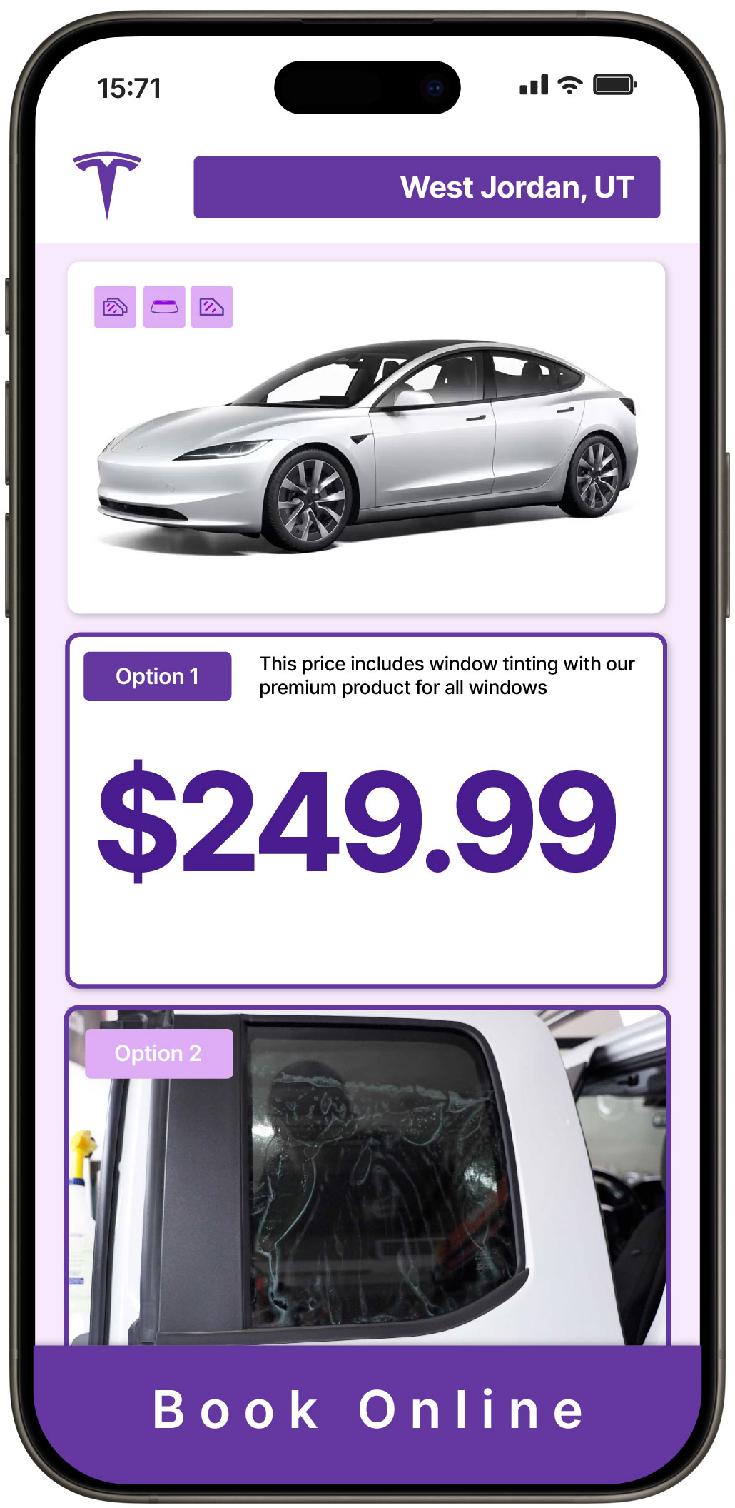 View Reasonable Tesla Window Tinting Prices in West Jordan, Utah