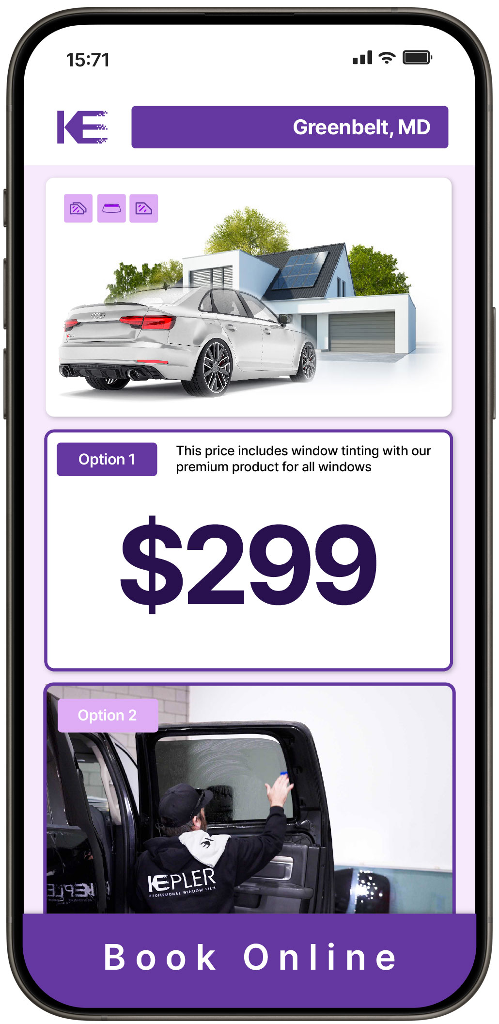 View Competitive Tesla Window Tinting Rates in Westminster, Maryland
