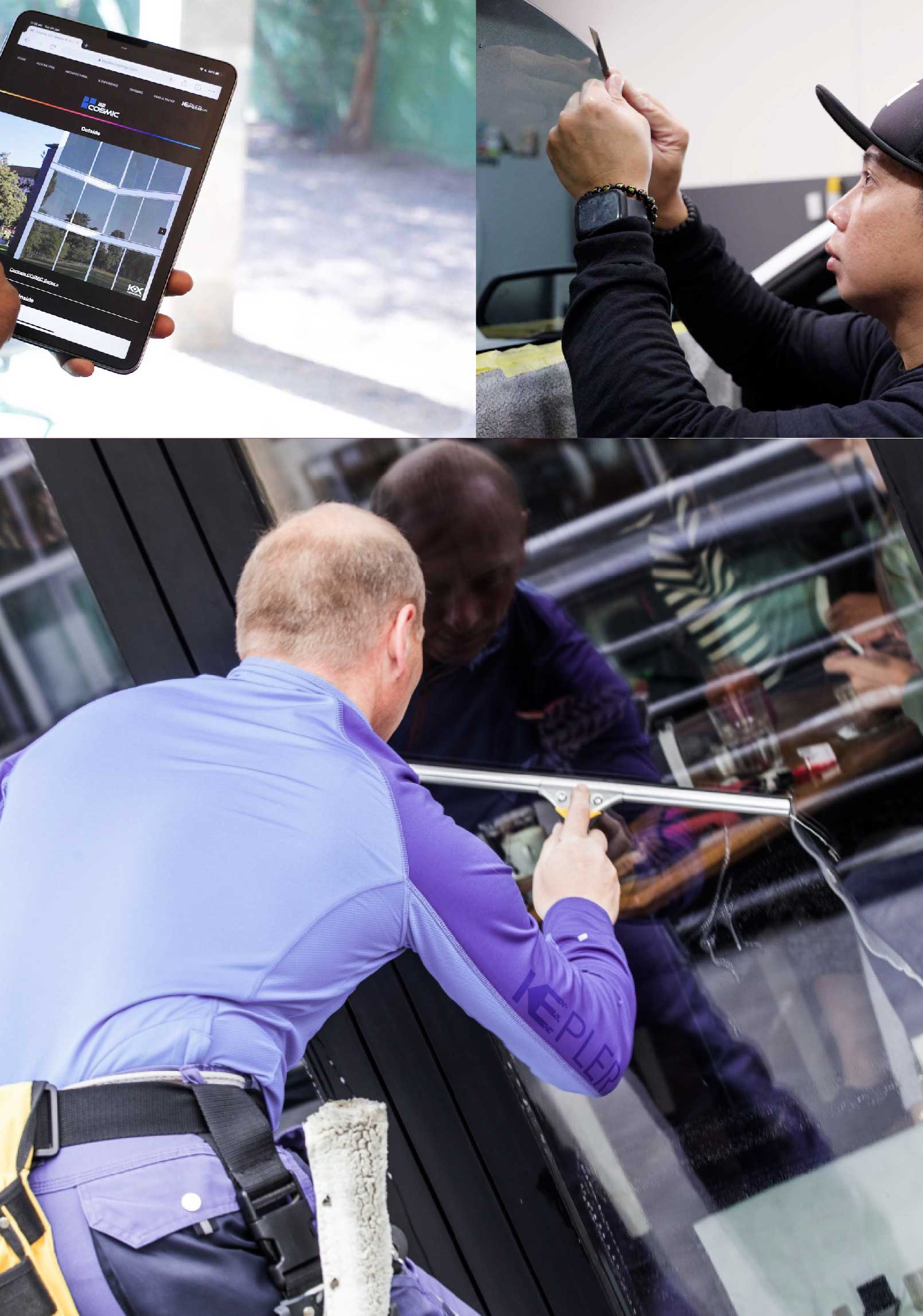 Kepler Skilled Applying Anti-Graffiti Window Film to a Kingsville Shop Front