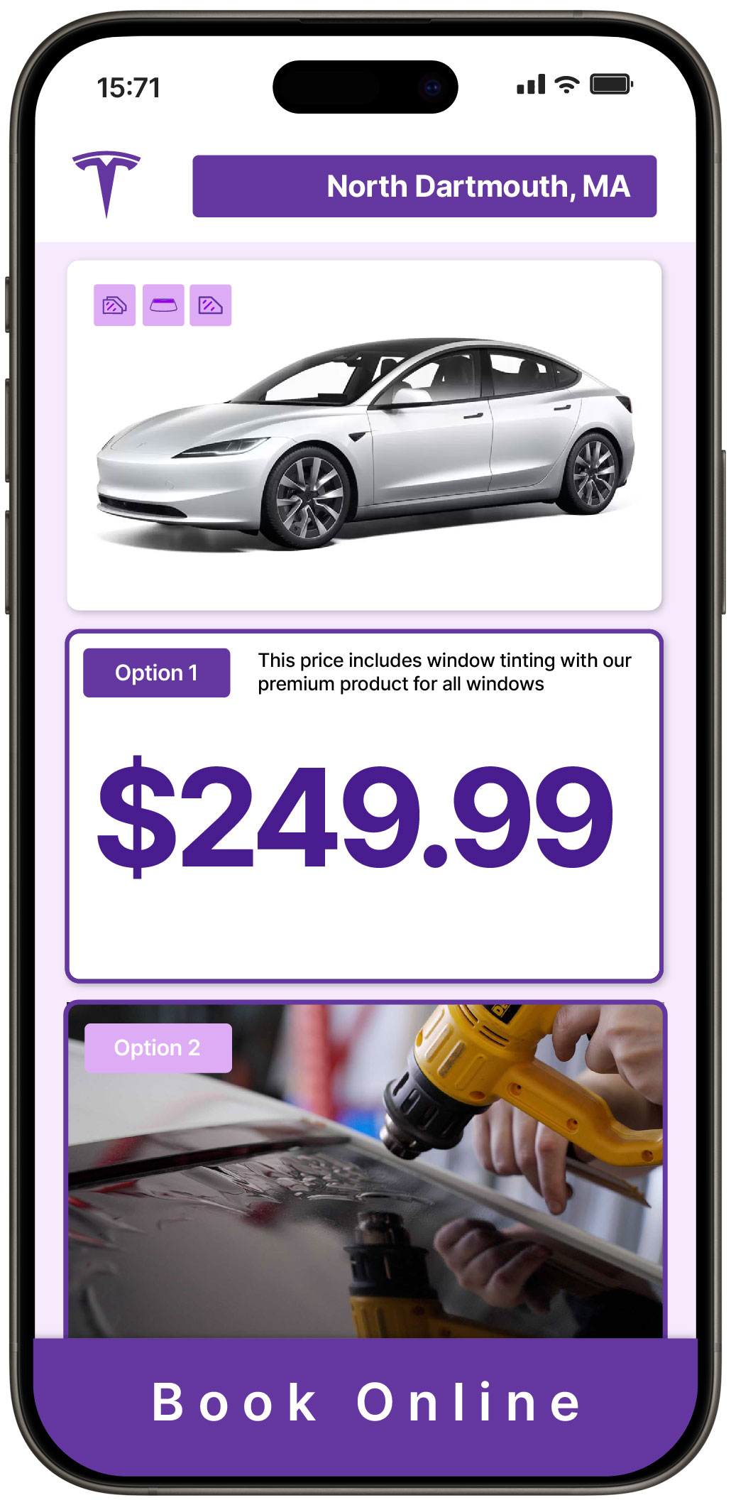 View Competitive Tesla Window Tinting Prices in North Dartmouth, Massachusetts