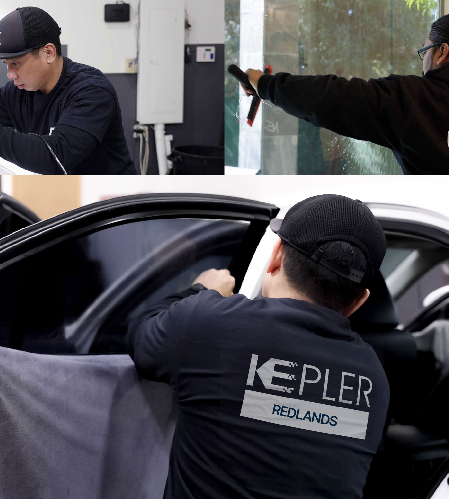 Automotive Window Tinting Expert Applying Film in Redlands, California