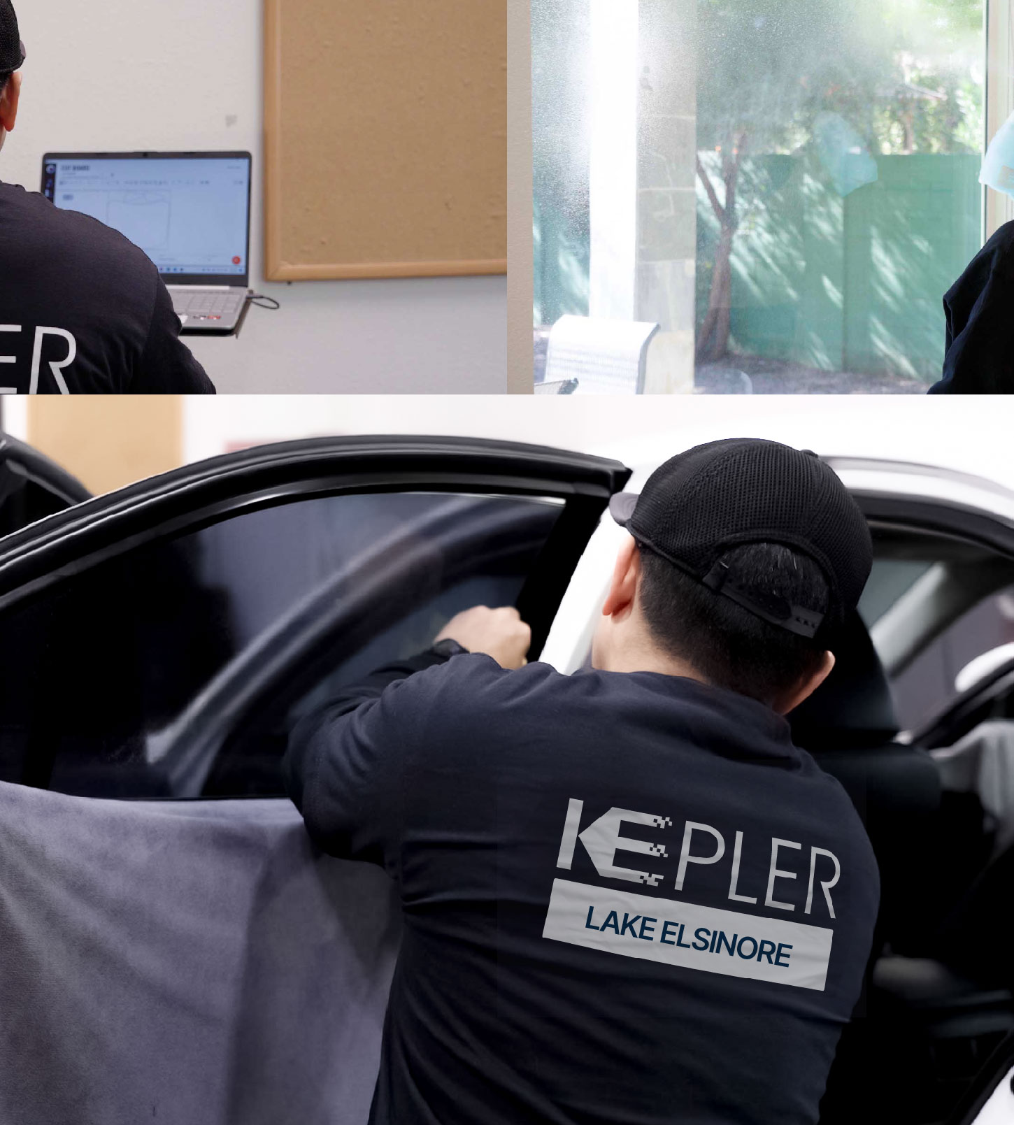 Automotive Window Tinting Expert Applying Film in Lake Elsinore, California