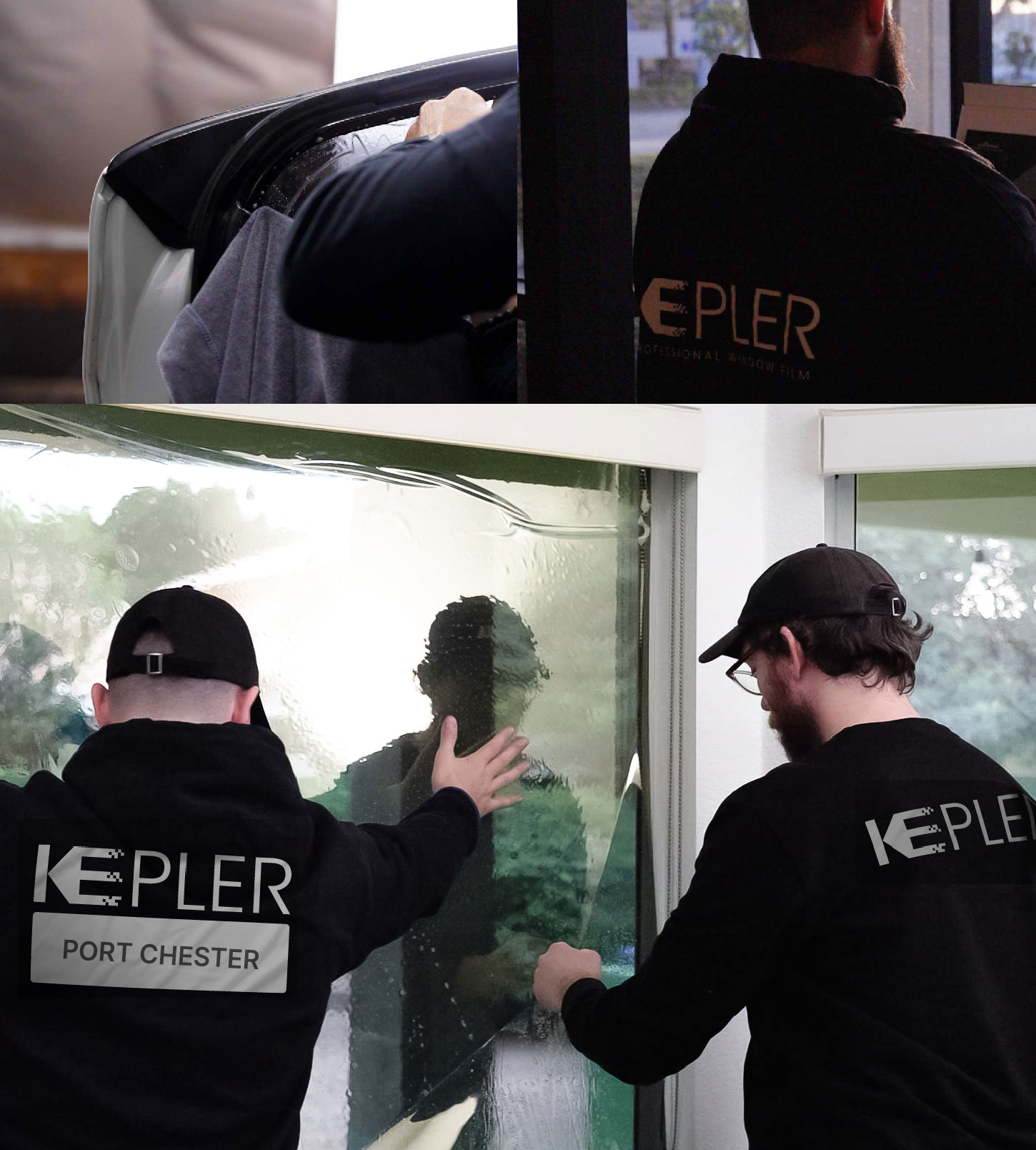 Expert Technician Applying Advanced Window Tint to Home in Port Chester