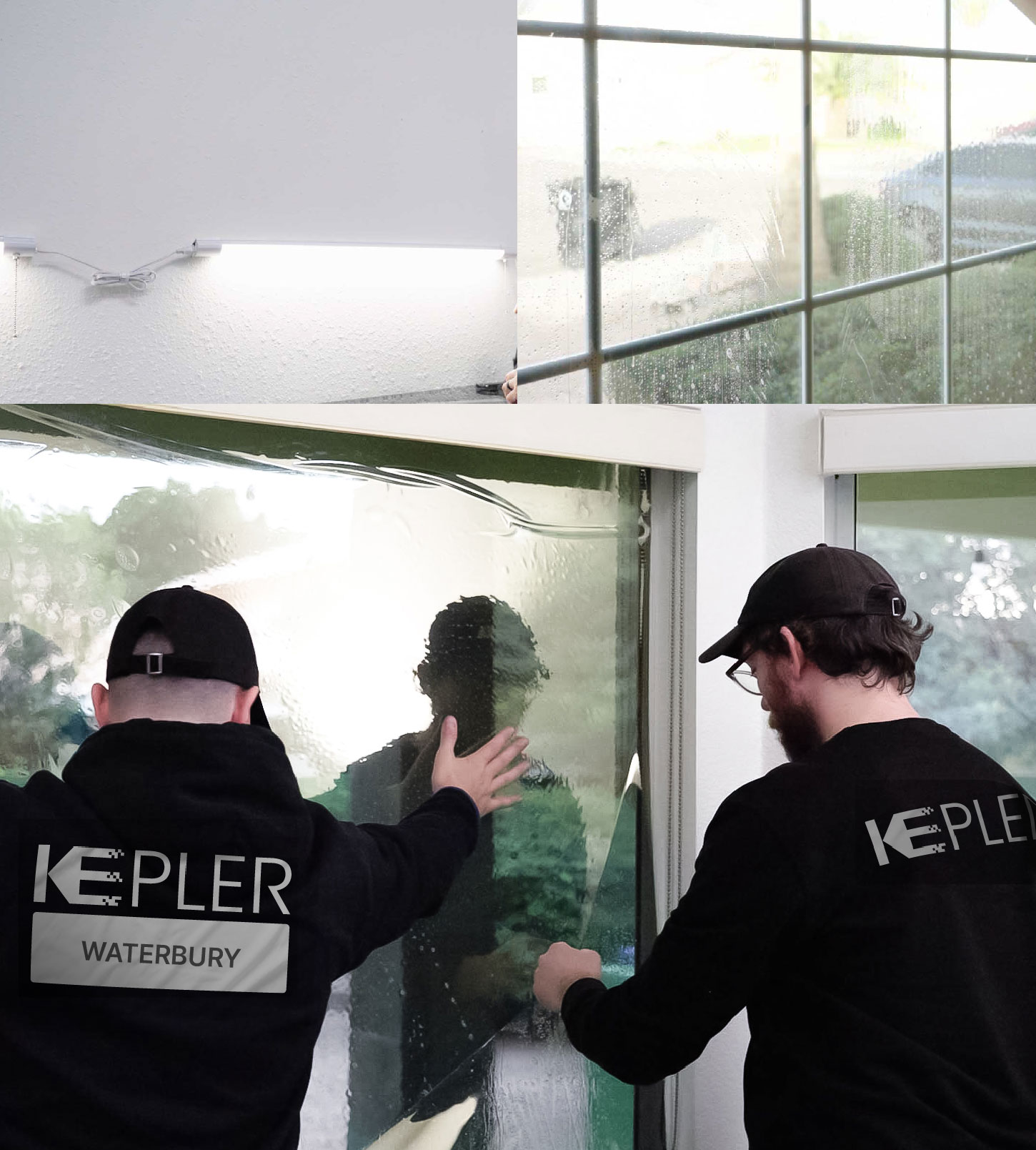 Expert Technician Applying High-tech Window Tint to Home in Waterbury