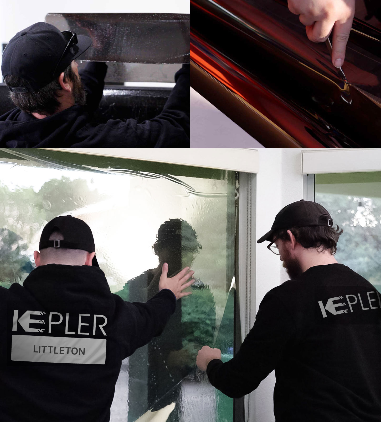 Kepler Technician Fitting Ceramic Window Tint to Home in Littleton