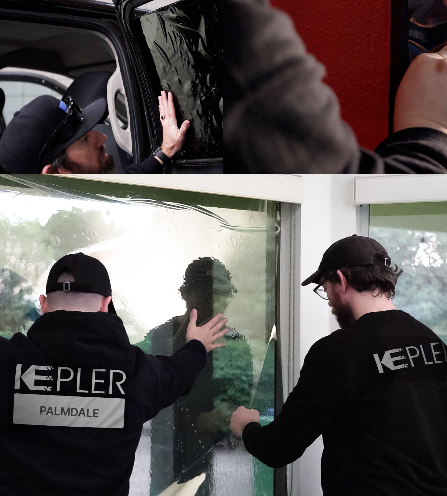 Expert Technician Fitting Ceramic Window Tint to Home in Palmdale