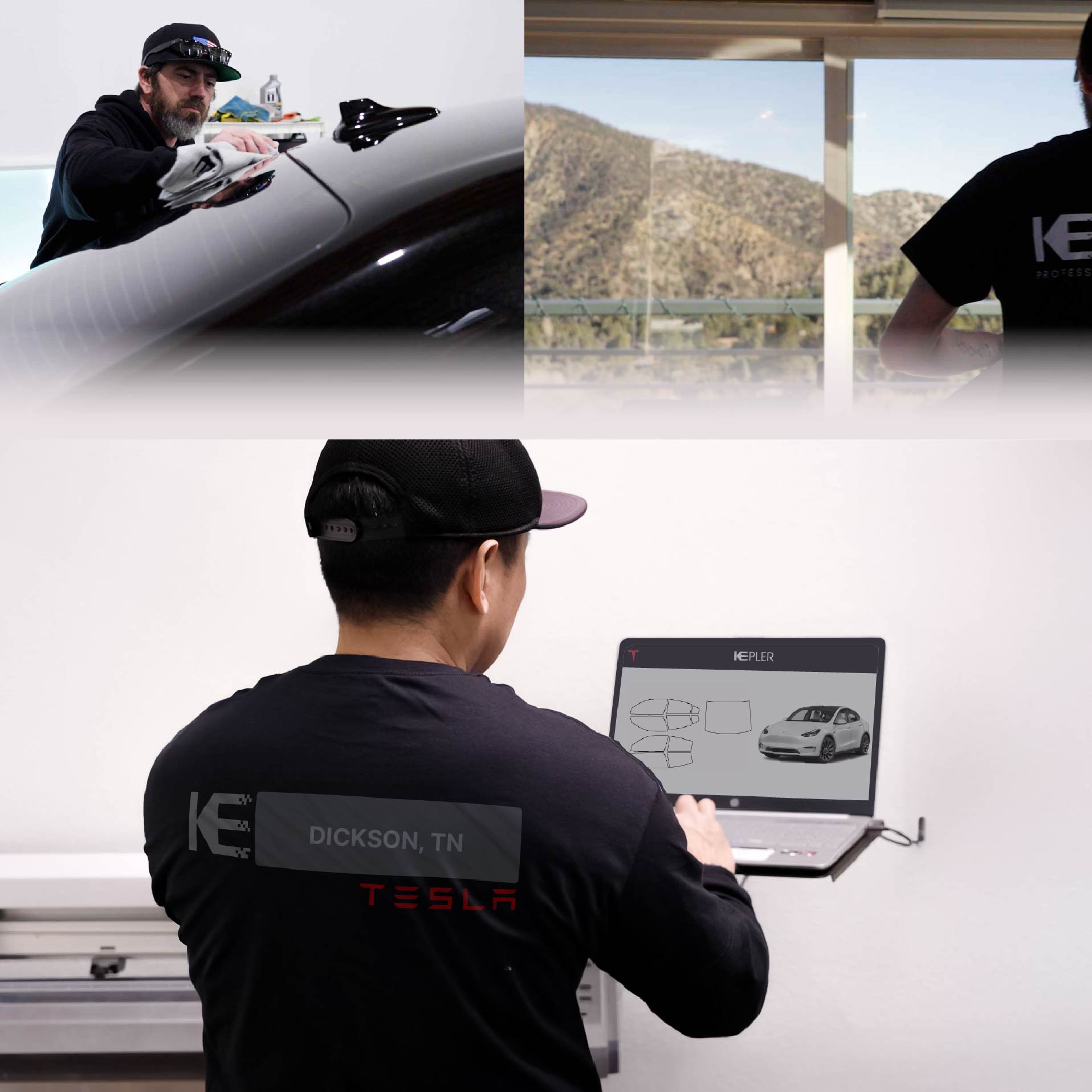 Kepler Technician Fitting High-tech Window Tint to Tesla in Dickson