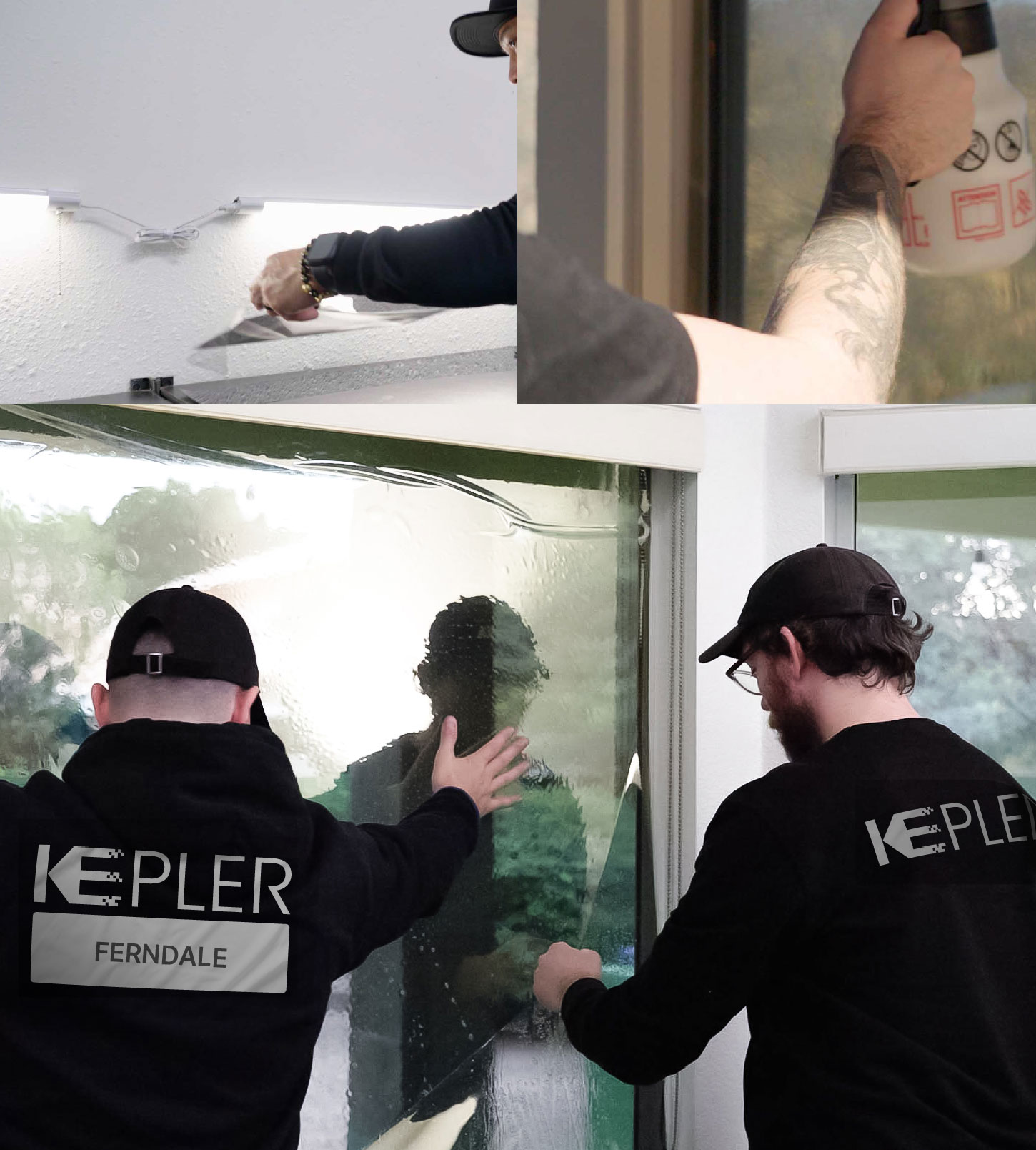 Kepler Technician Fitting High-tech Window Tint to Home in Ferndale