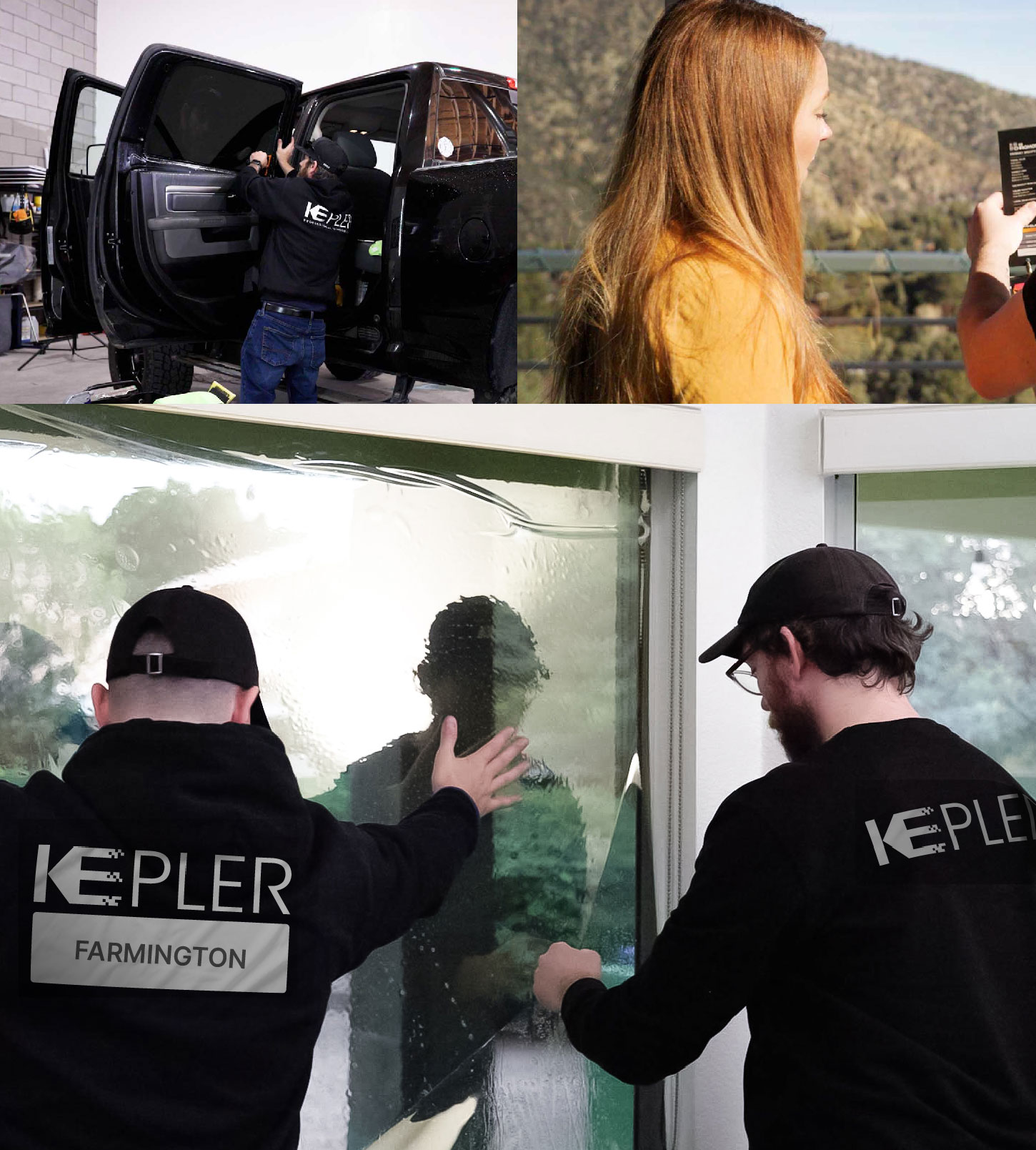 Kepler Technician Installing High-tech Window Tint to Home in Farmington