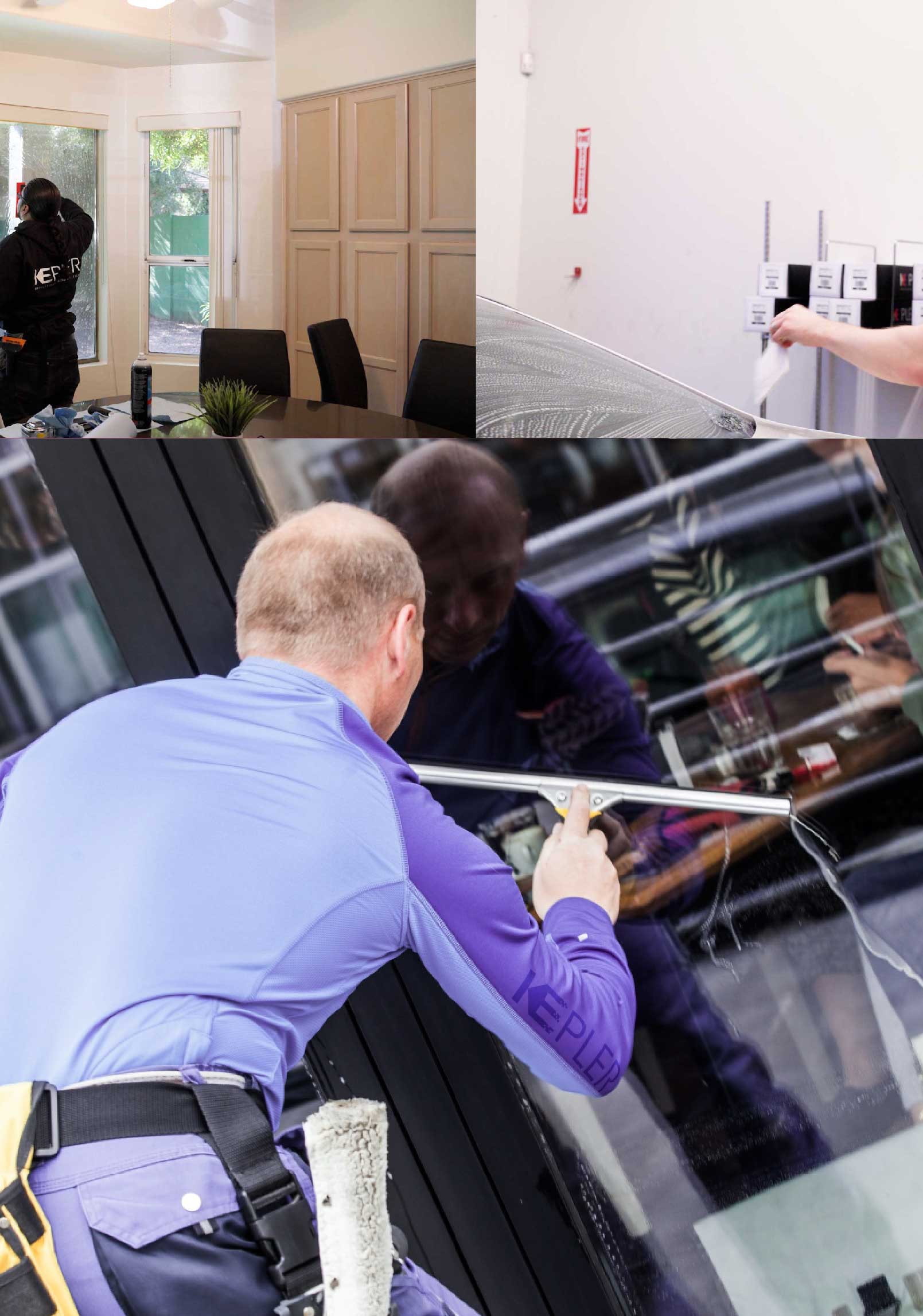 Kepler Professional Applying Anti-Graffiti Window Film to a Huntsville Shop Front