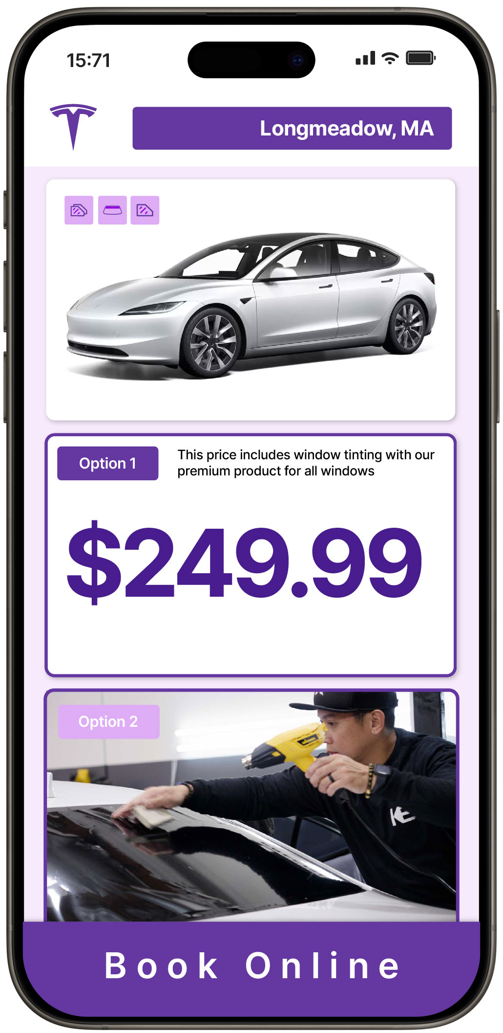 View Reasonable Tesla Window Tinting Rates in Longmeadow, Massachusetts