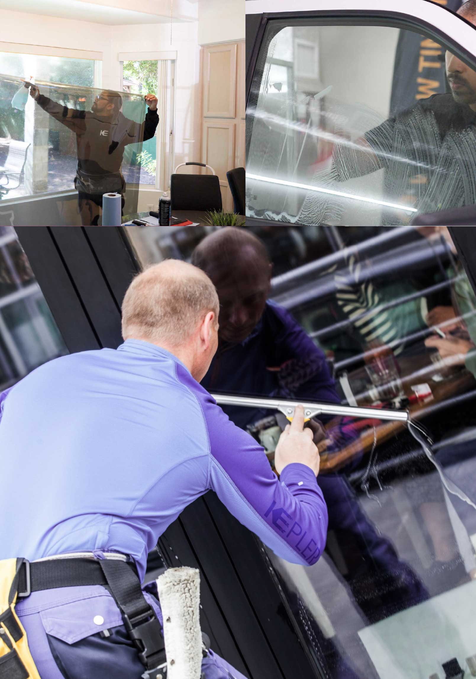 Kepler Skilled Applying Anti-Graffiti Window Film to a Burlingame Shop Front
