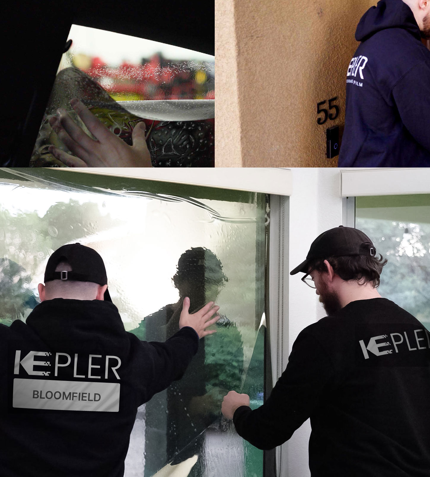 Kepler Technician Installing Ceramic Window Tint to Home in Bloomfield