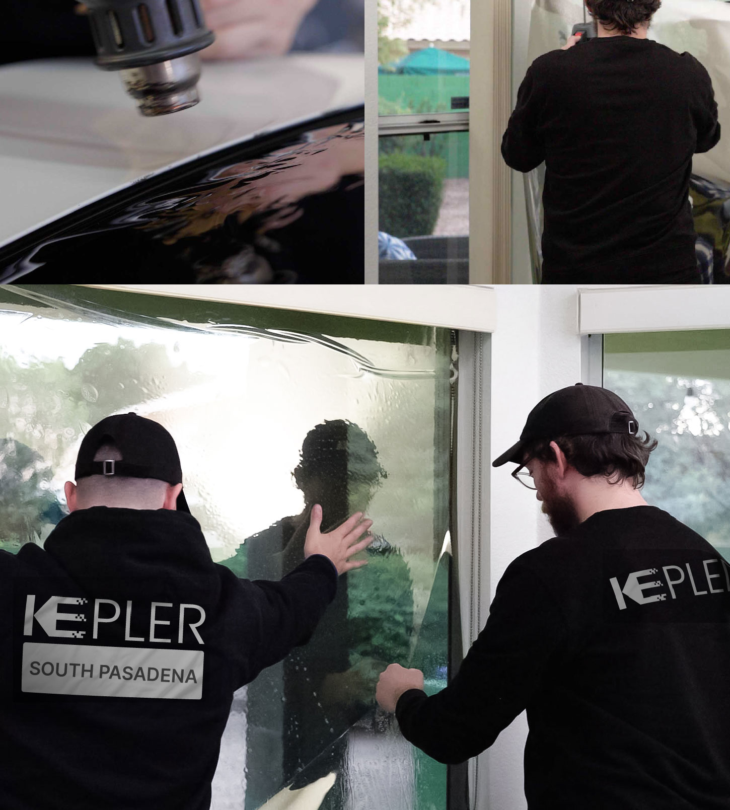 Expert Technician Applying High-tech Window Tint to Home in South Pasadena