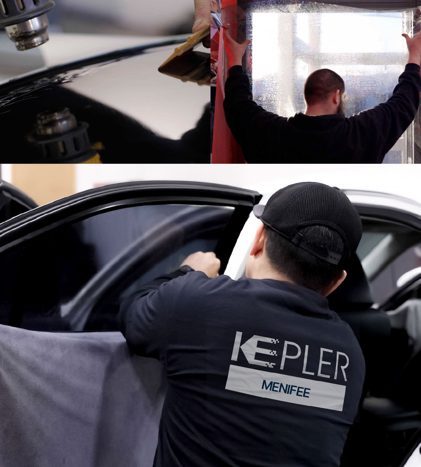 Automotive Window Tinting Expert Applying Film in Menifee, California