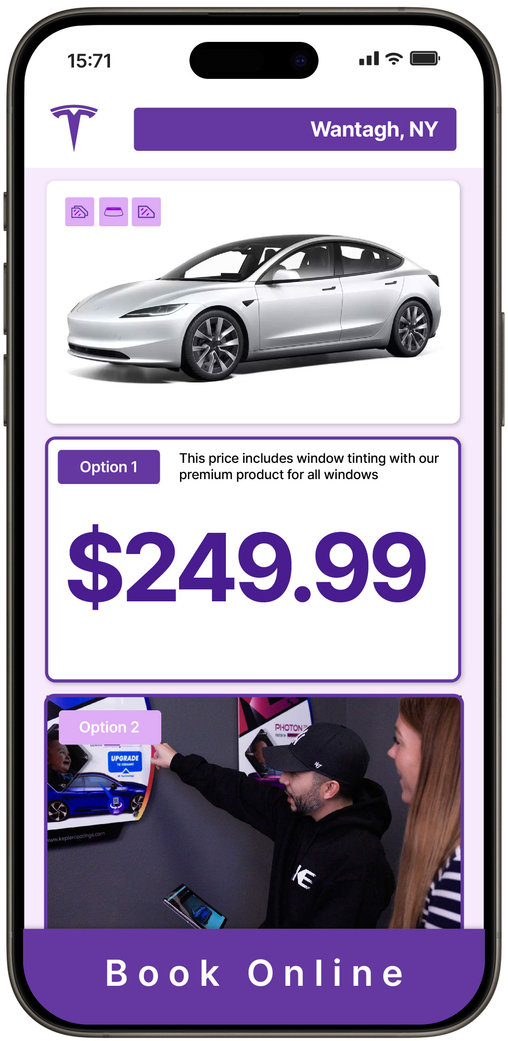 View Competitive Tesla Window Tinting Costs in Wantagh, New York