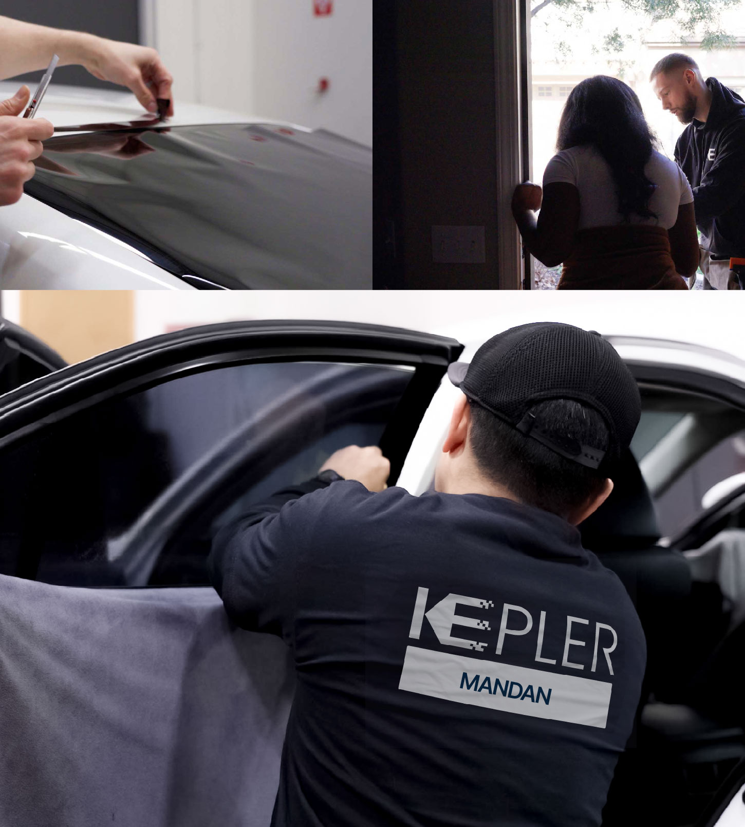 Automotive Window Tinting Expert Applying Film in Mandan, North Dakota