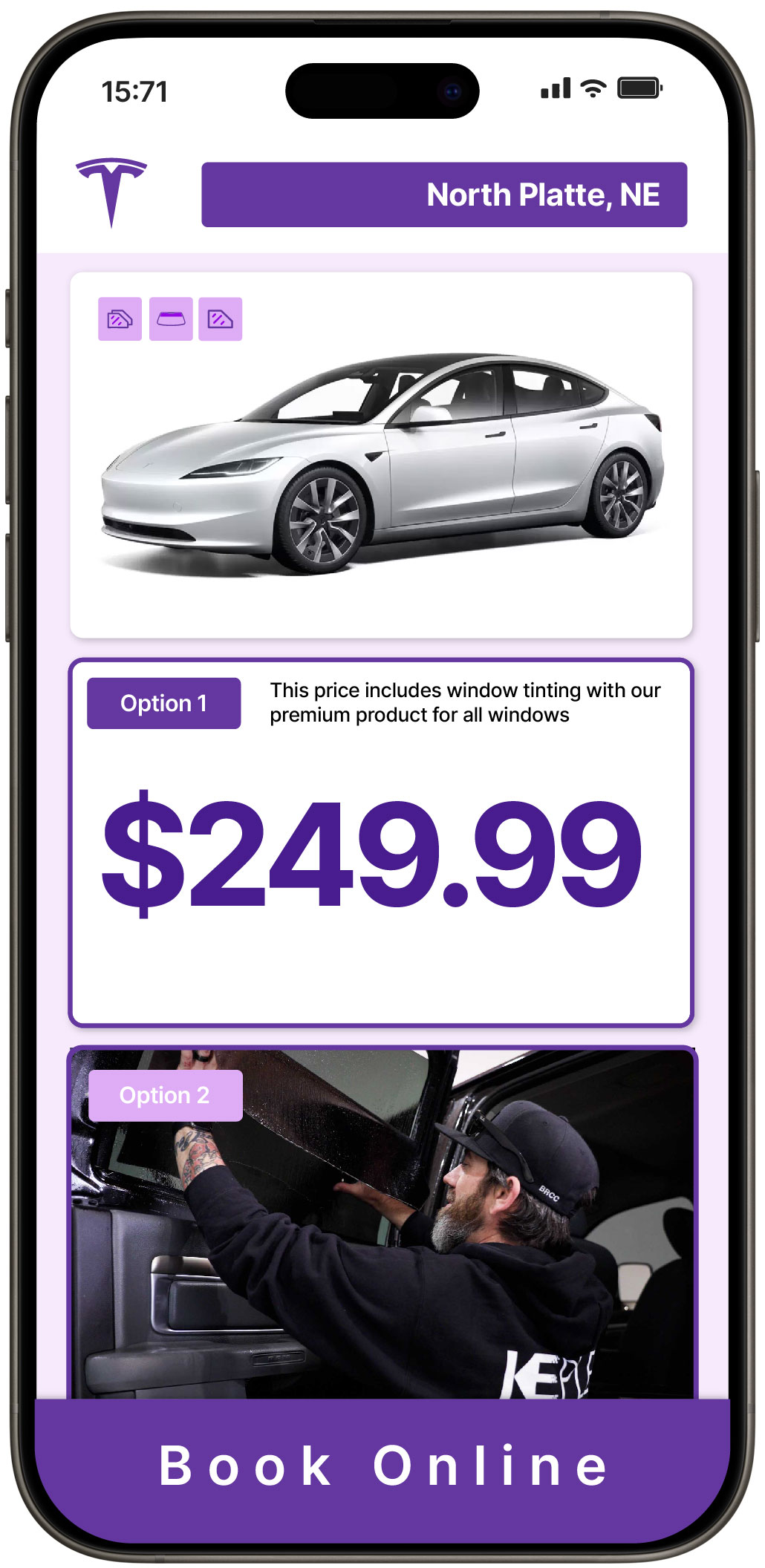 View Affordable Tesla Window Tinting Costs in Bellevue, Nebraska