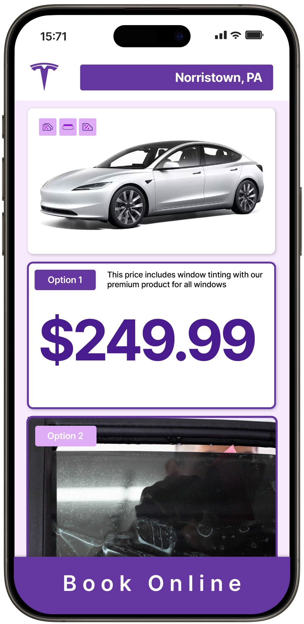 View Affordable Tesla Window Tinting Prices in Norristown, Pennsylvania